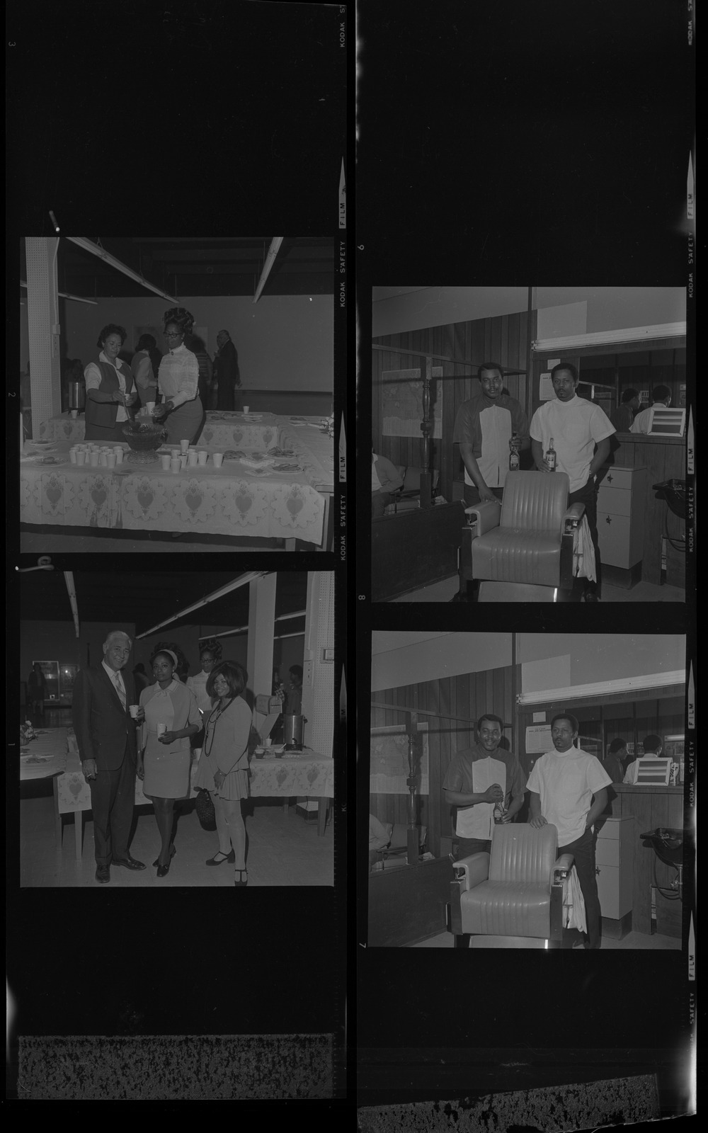 Set of negatives by Clinton Wright including  Mr. Bett's visit to Las Vegas, Jo Mackey's Negro History program, and Earl Swift's barber shop, 1971, page 4