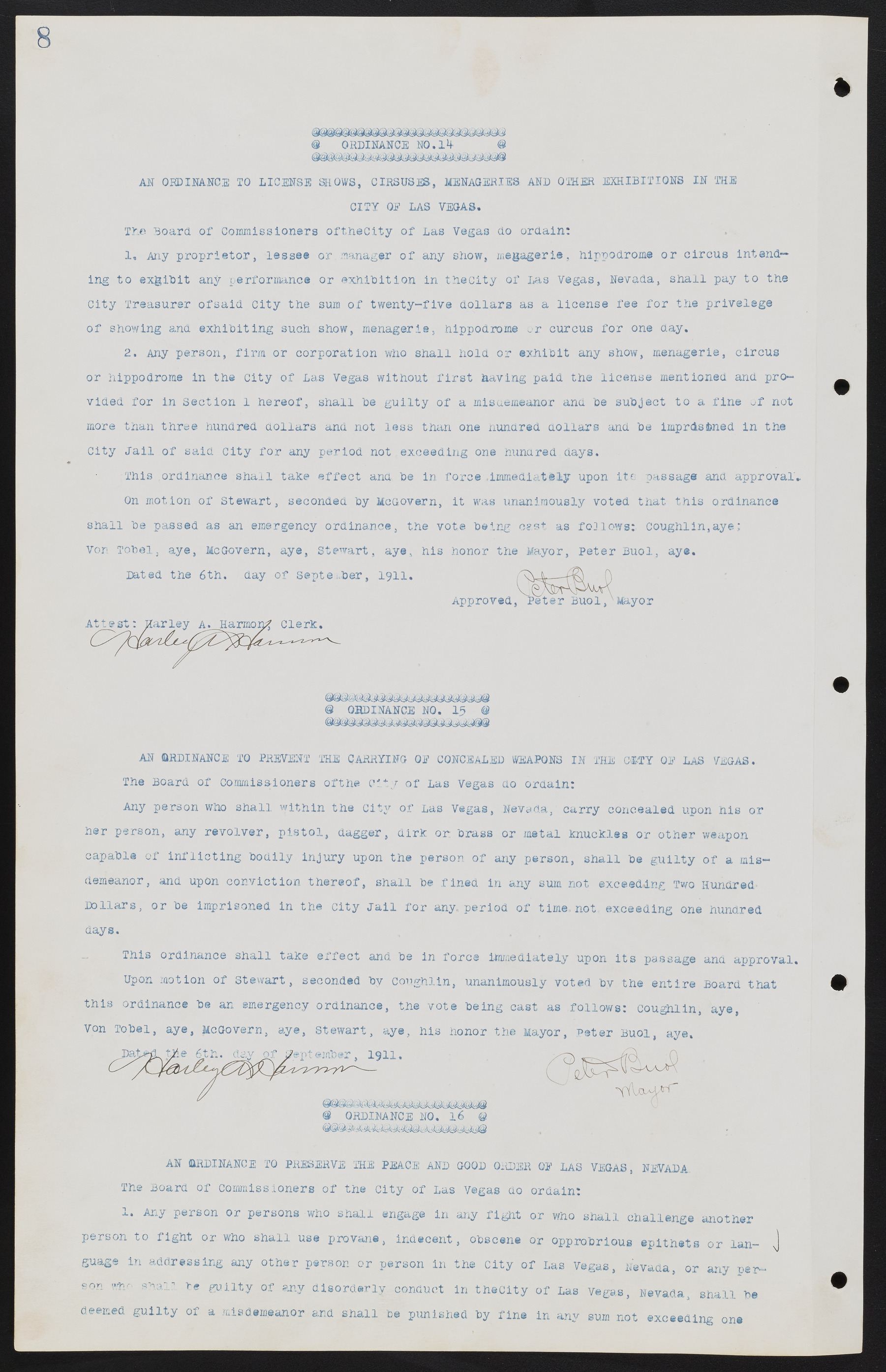 Las Vegas City Commission Minutes, June 22, 1911 to February 7, 1922, lvc000001-22