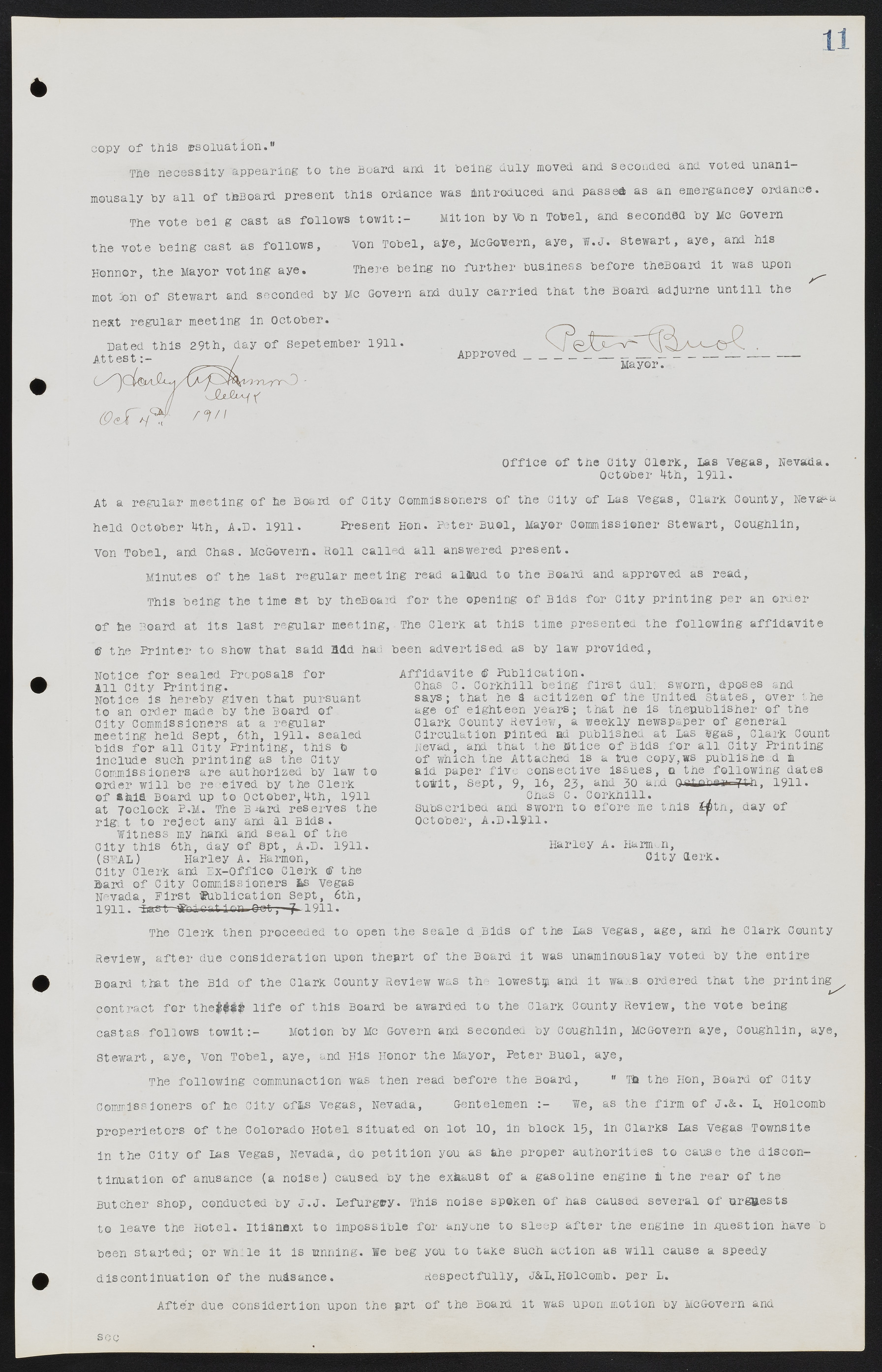 Las Vegas City Commission Minutes, June 22, 1911 to February 7, 1922, lvc000001-25