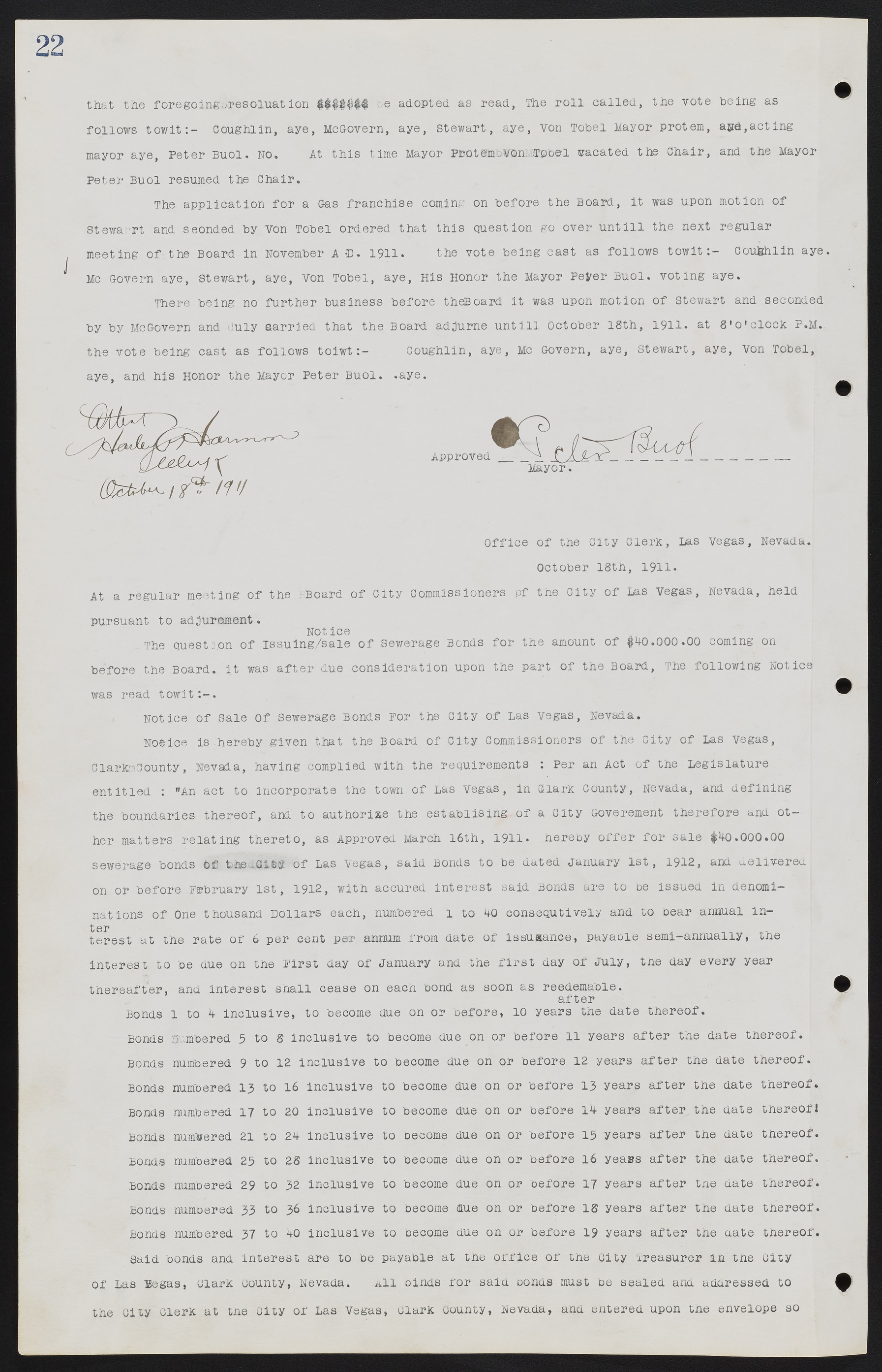 Las Vegas City Commission Minutes, June 22, 1911 to February 7, 1922, lvc000001-36