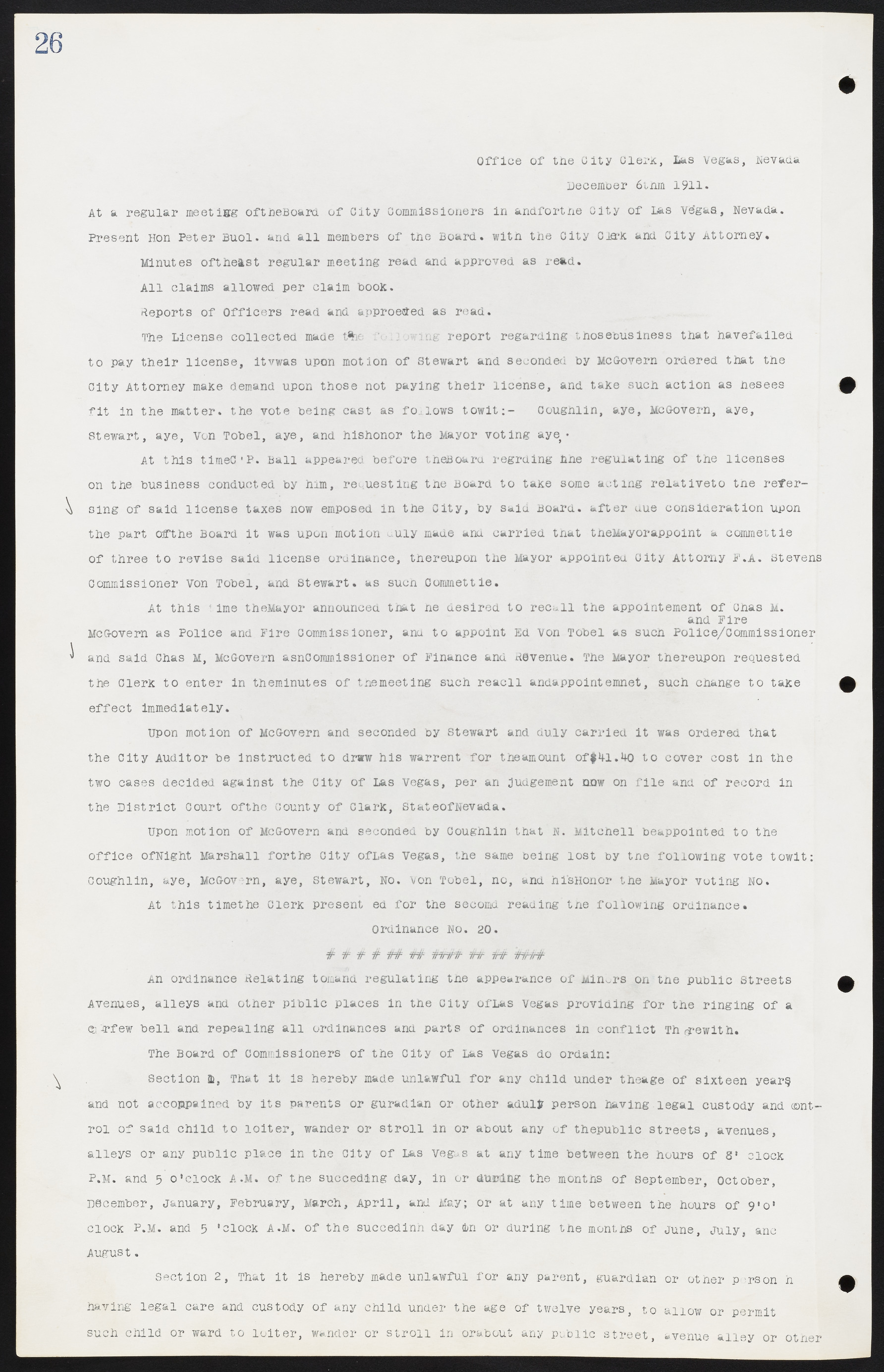 Las Vegas City Commission Minutes, June 22, 1911 to February 7, 1922, lvc000001-40