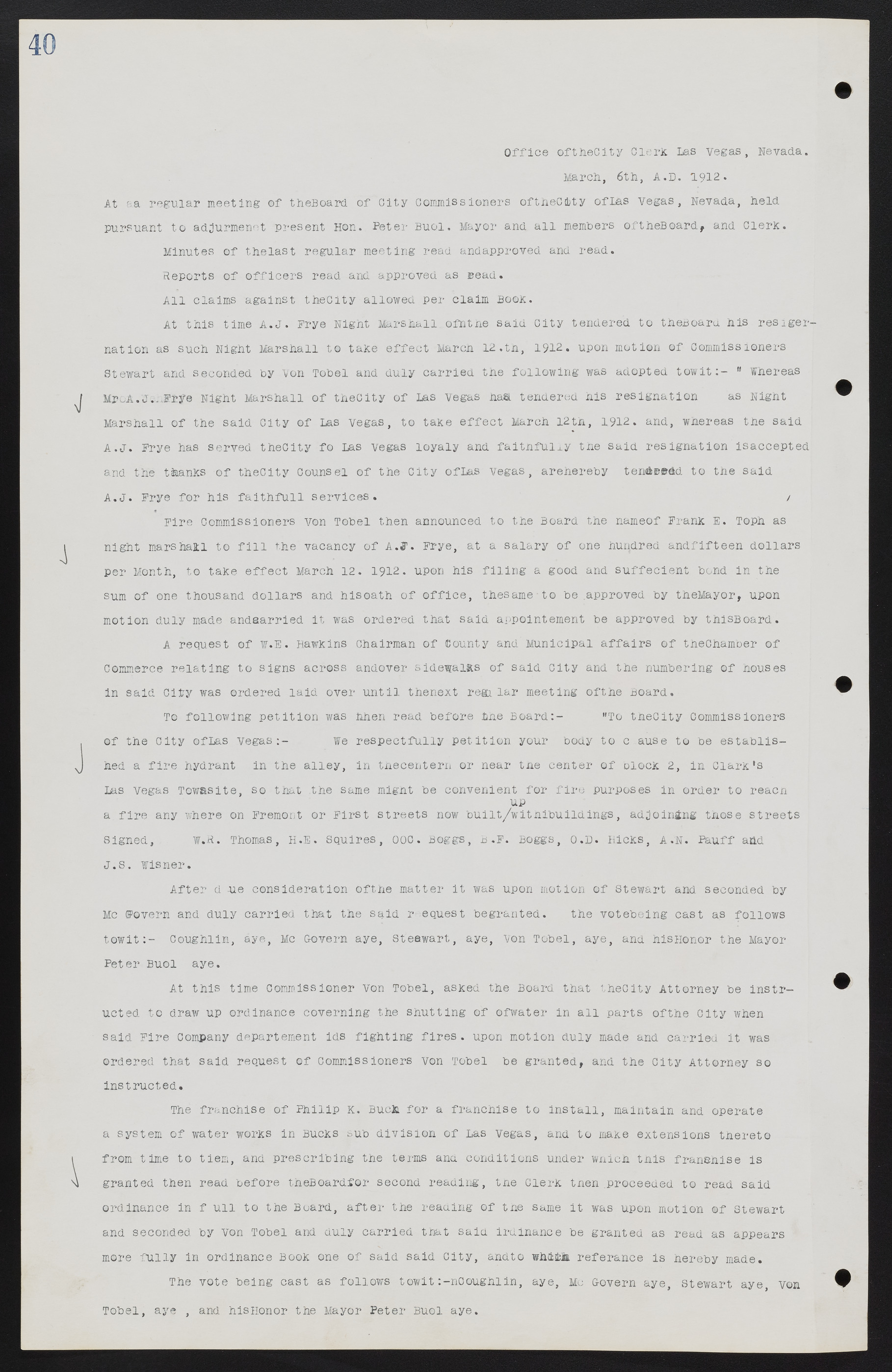Las Vegas City Commission Minutes, June 22, 1911 to February 7, 1922, lvc000001-54