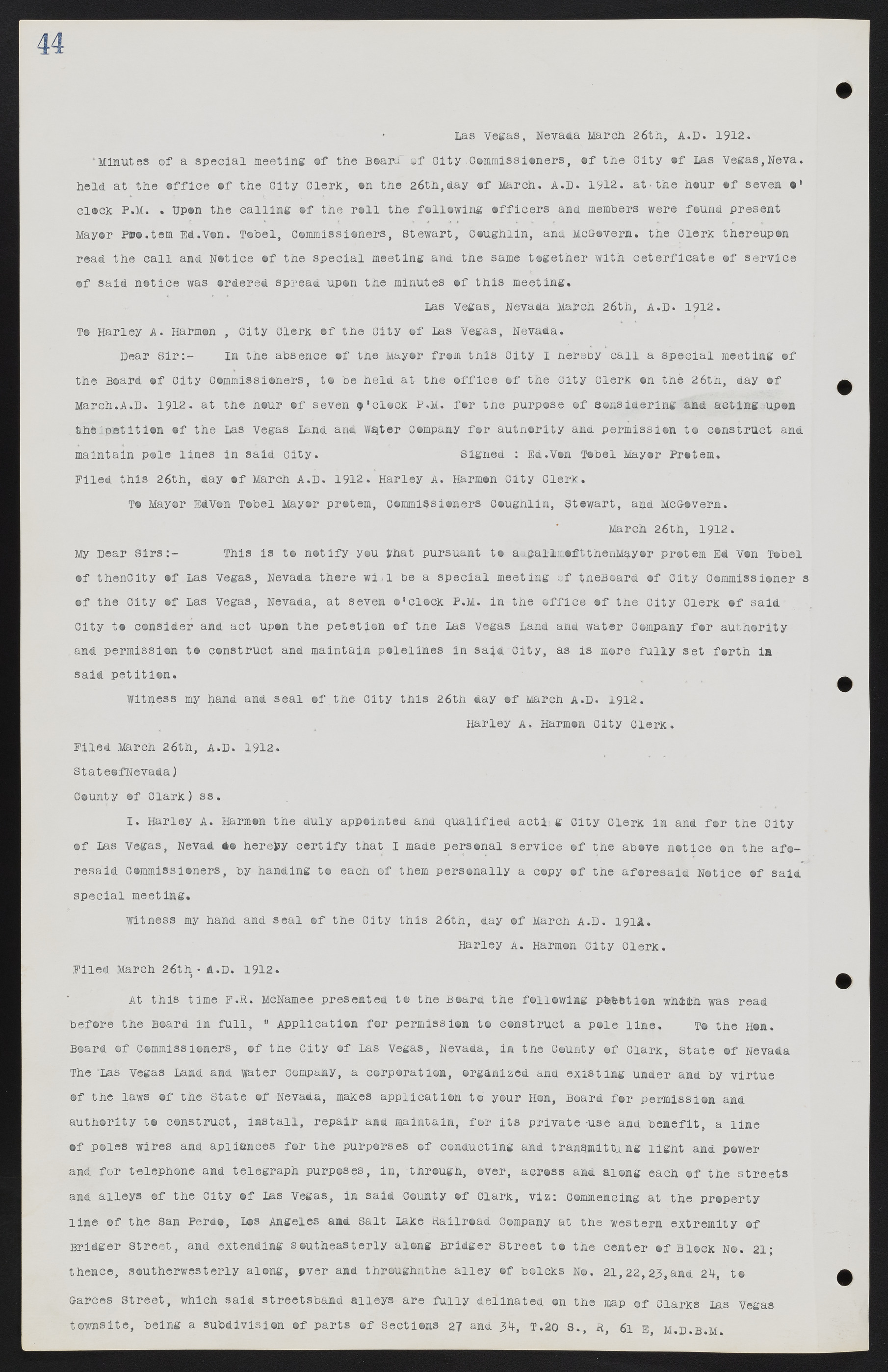 Las Vegas City Commission Minutes, June 22, 1911 to February 7, 1922, lvc000001-58