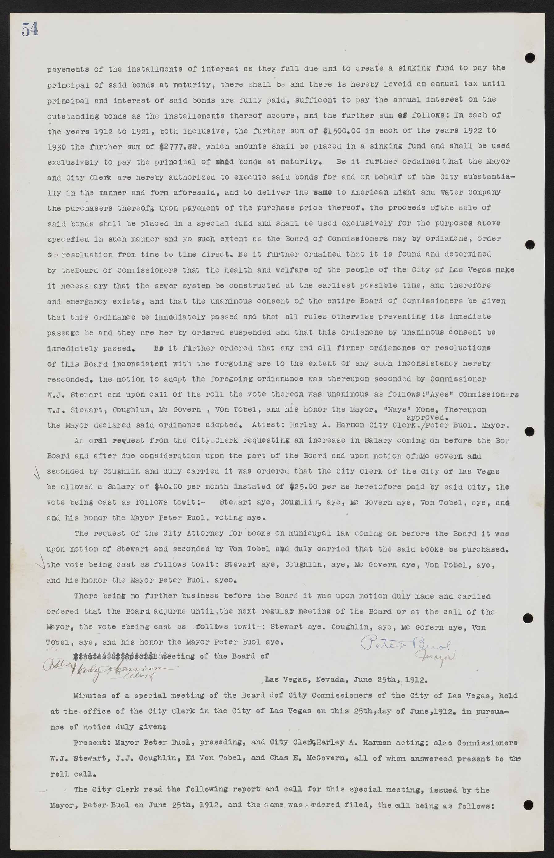 Las Vegas City Commission Minutes, June 22, 1911 to February 7, 1922, lvc000001-68