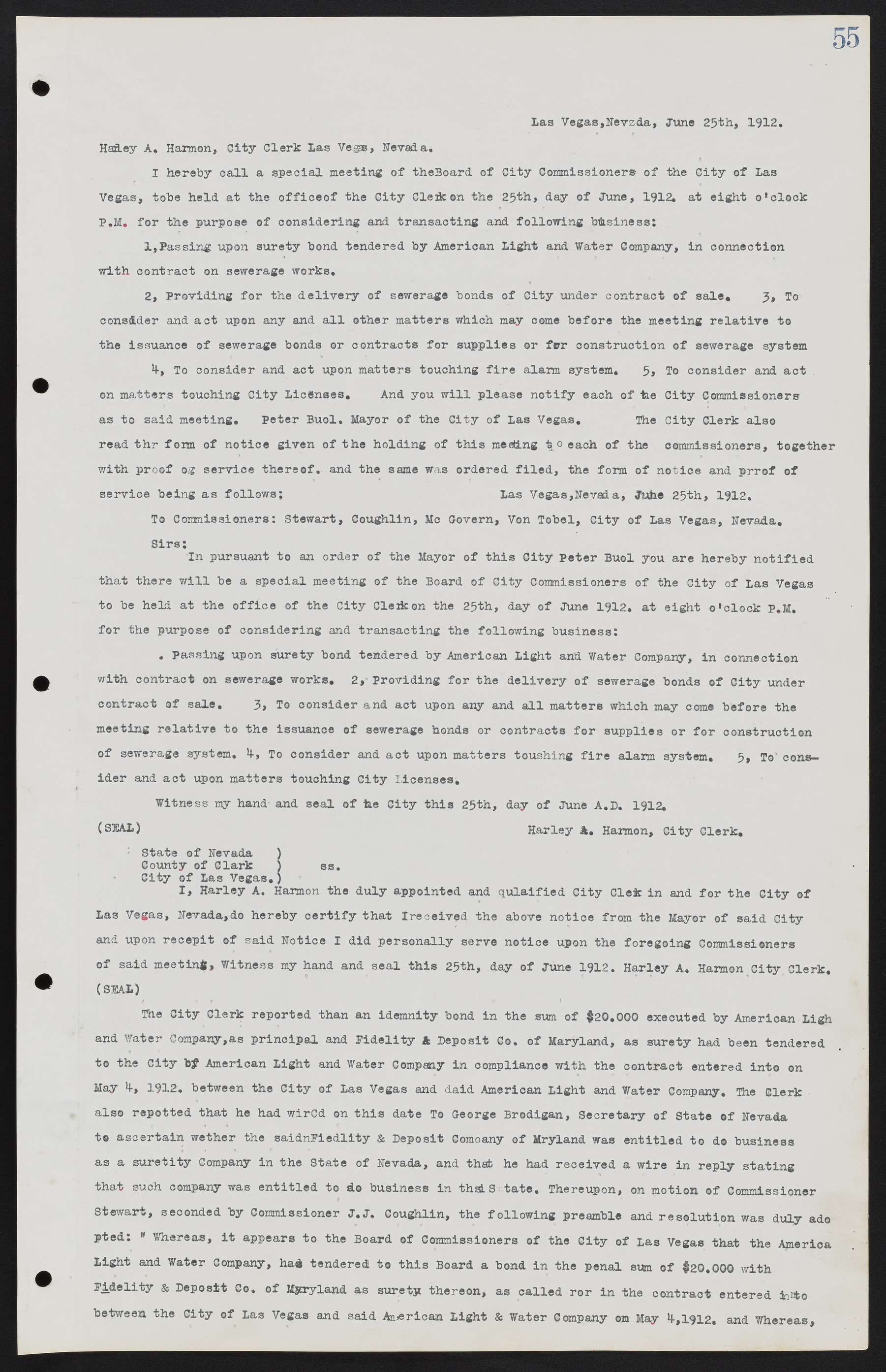 Las Vegas City Commission Minutes, June 22, 1911 to February 7, 1922, lvc000001-69