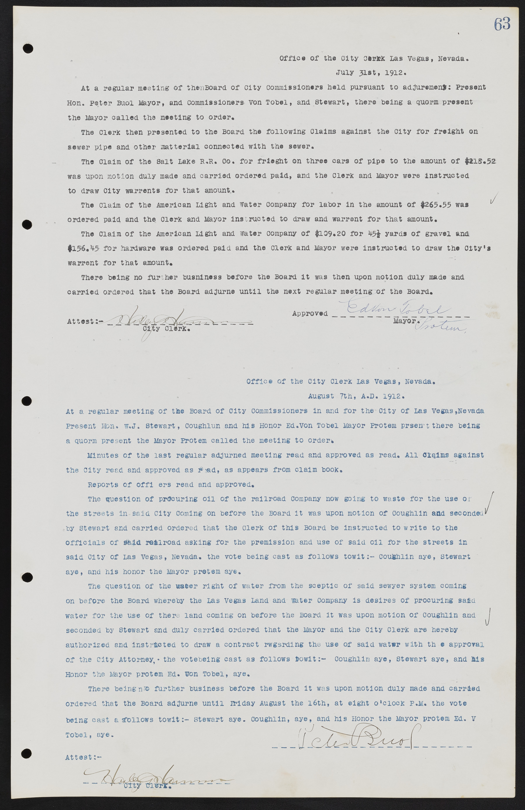Las Vegas City Commission Minutes, June 22, 1911 to February 7, 1922, lvc000001-77