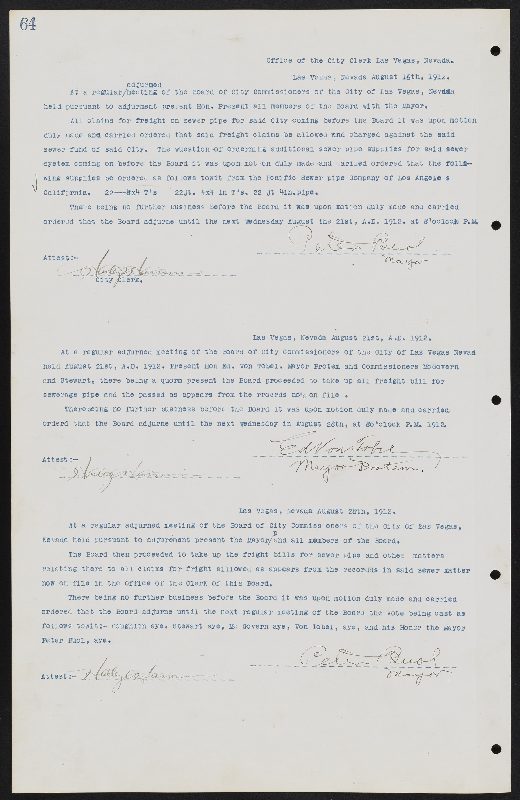 Las Vegas City Commission Minutes, June 22, 1911 to February 7, 1922, lvc000001-78