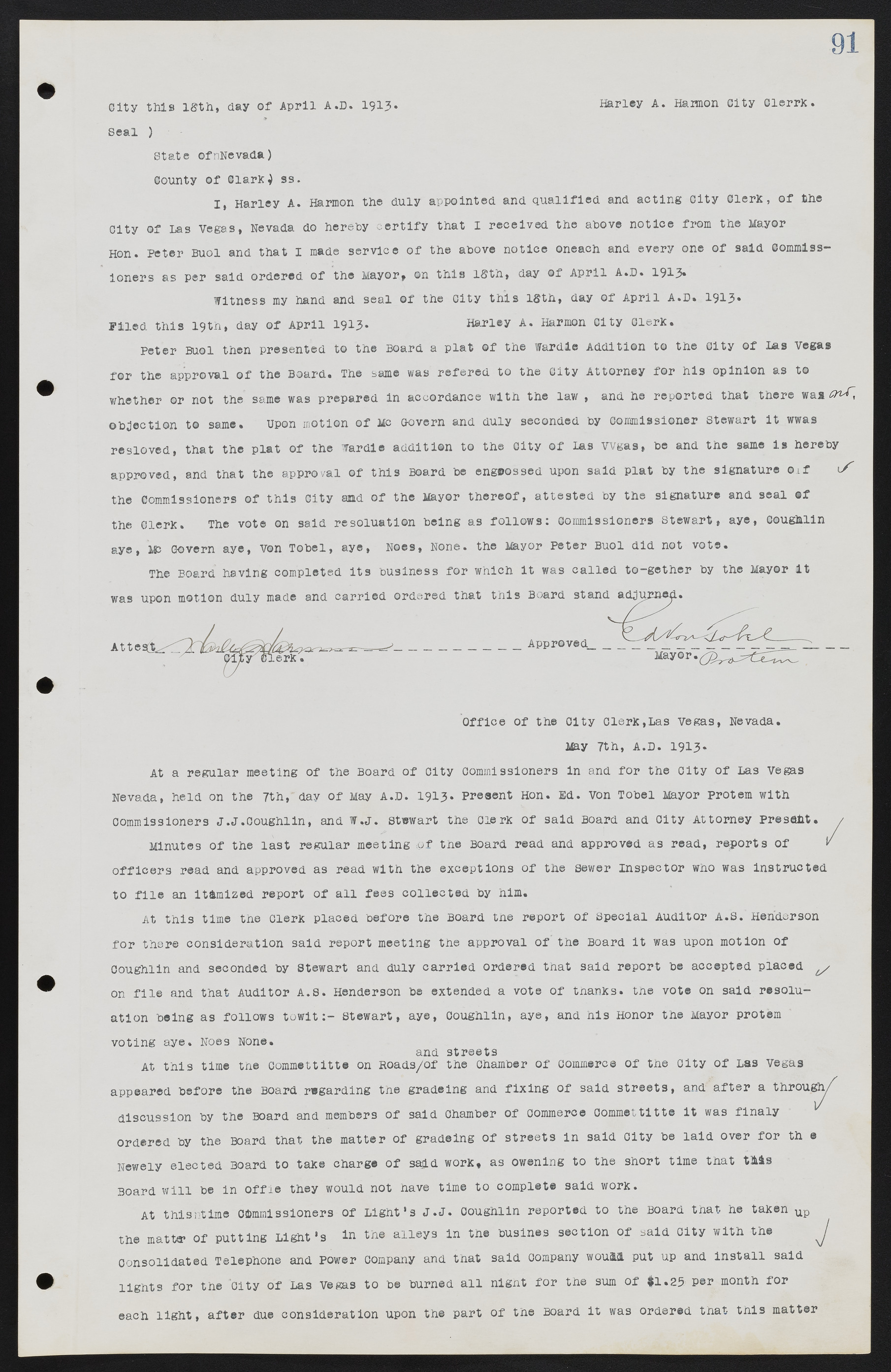 Las Vegas City Commission Minutes, June 22, 1911 to February 7, 1922, lvc000001-105