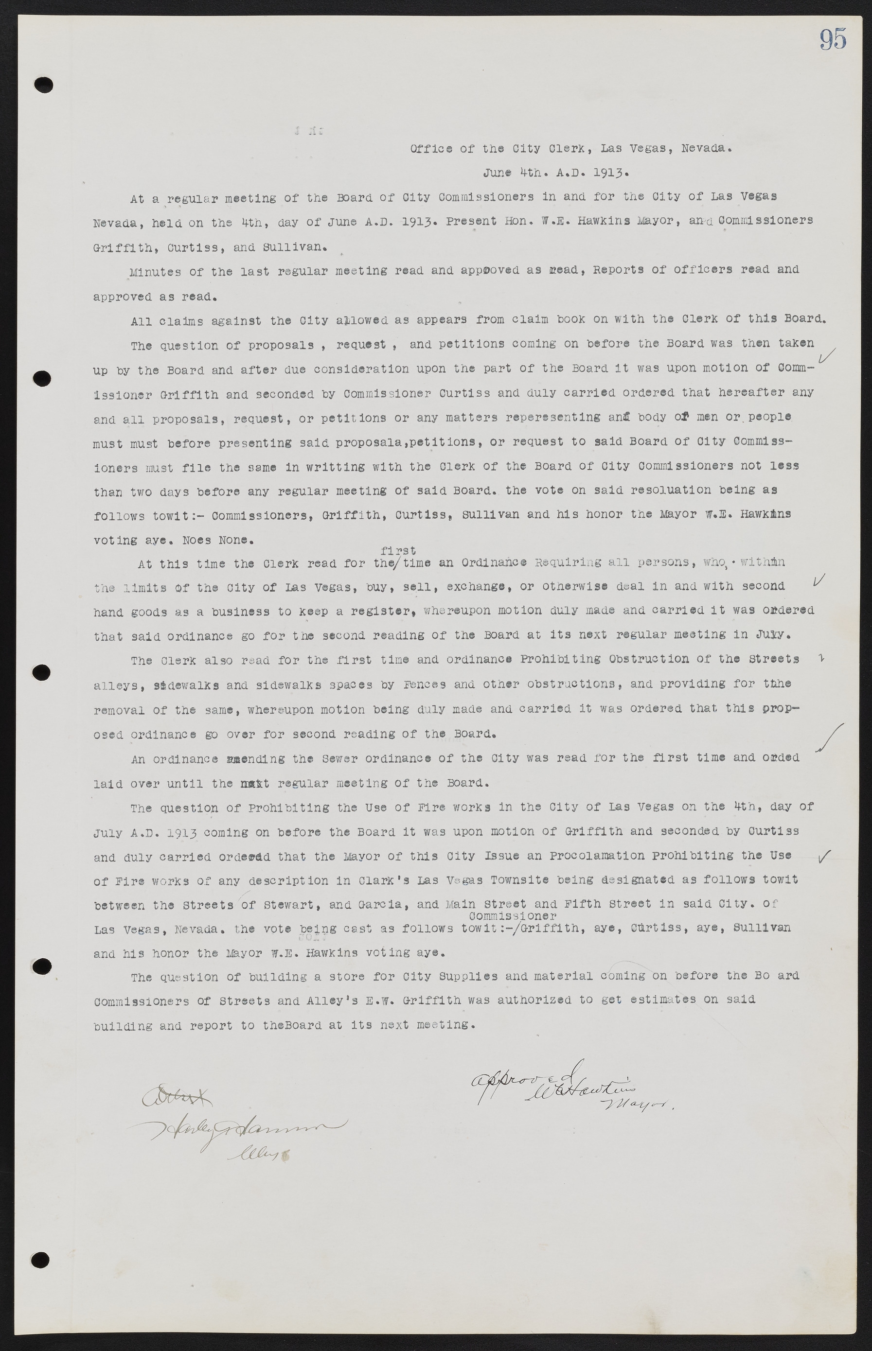 Las Vegas City Commission Minutes, June 22, 1911 to February 7, 1922, lvc000001-109