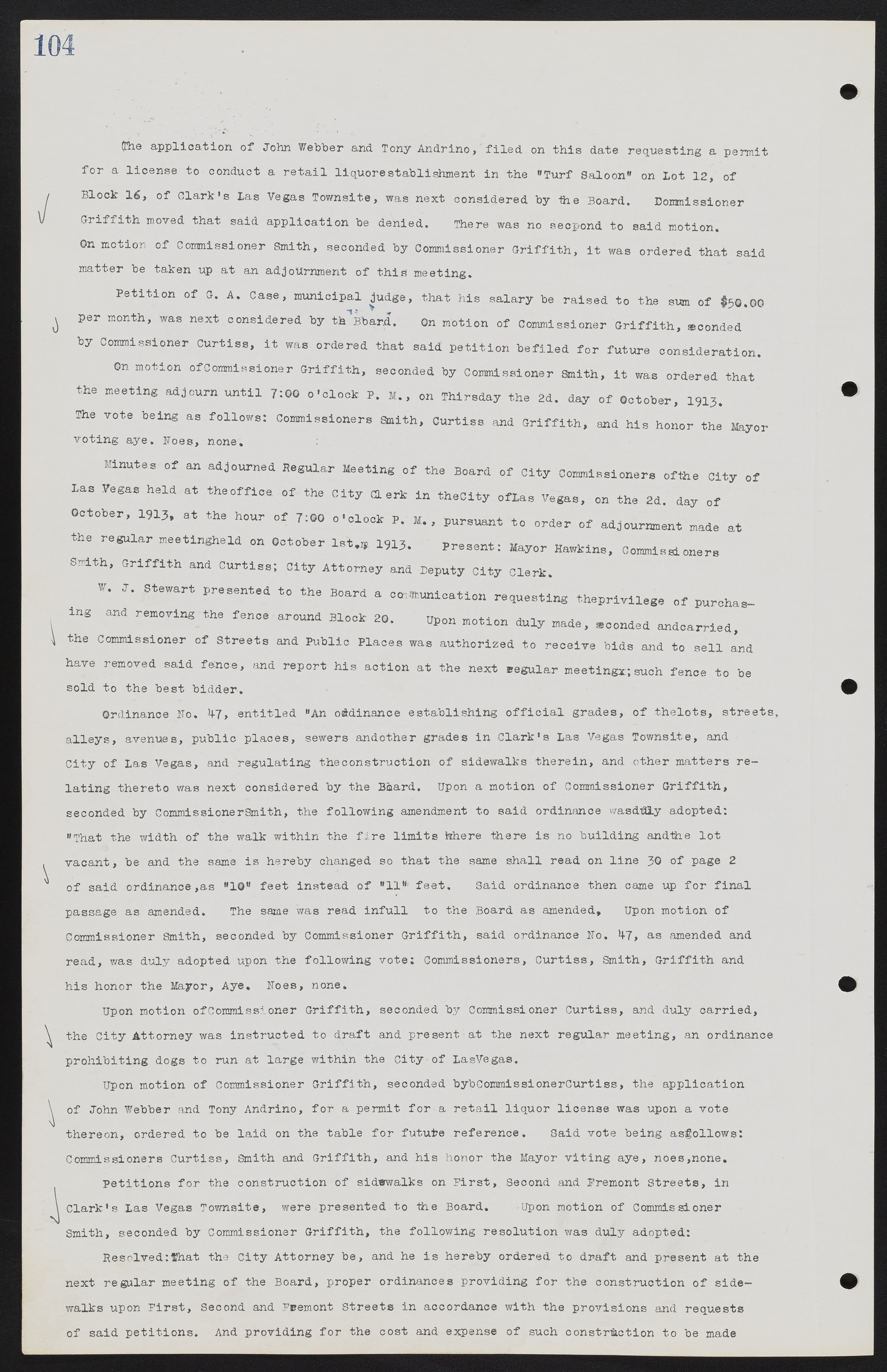 Las Vegas City Commission Minutes, June 22, 1911 to February 7, 1922, lvc000001-118
