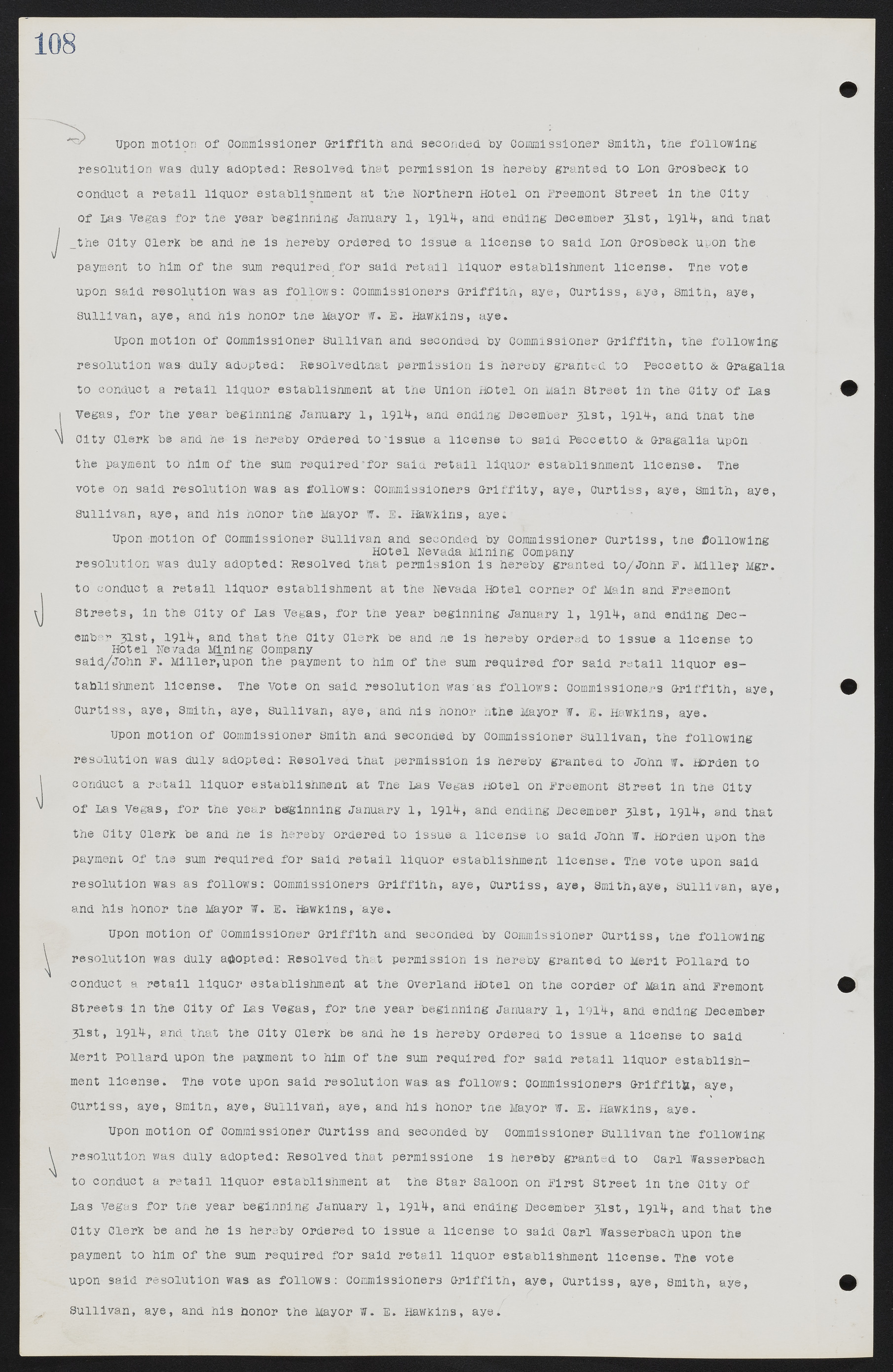 Las Vegas City Commission Minutes, June 22, 1911 to February 7, 1922, lvc000001-122
