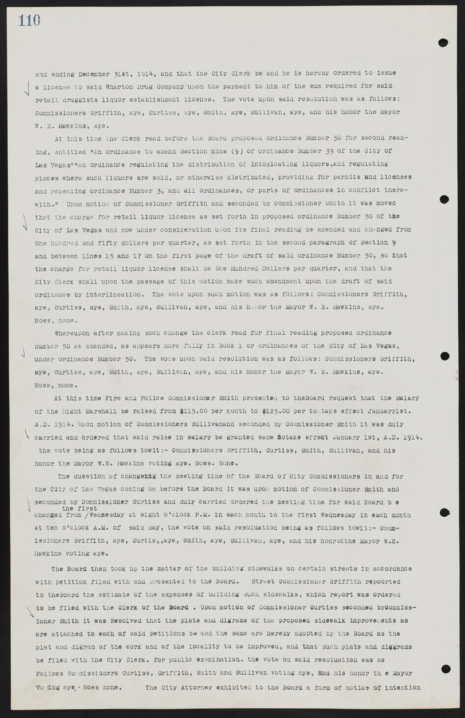 Las Vegas City Commission Minutes, June 22, 1911 to February 7, 1922, lvc000001-124
