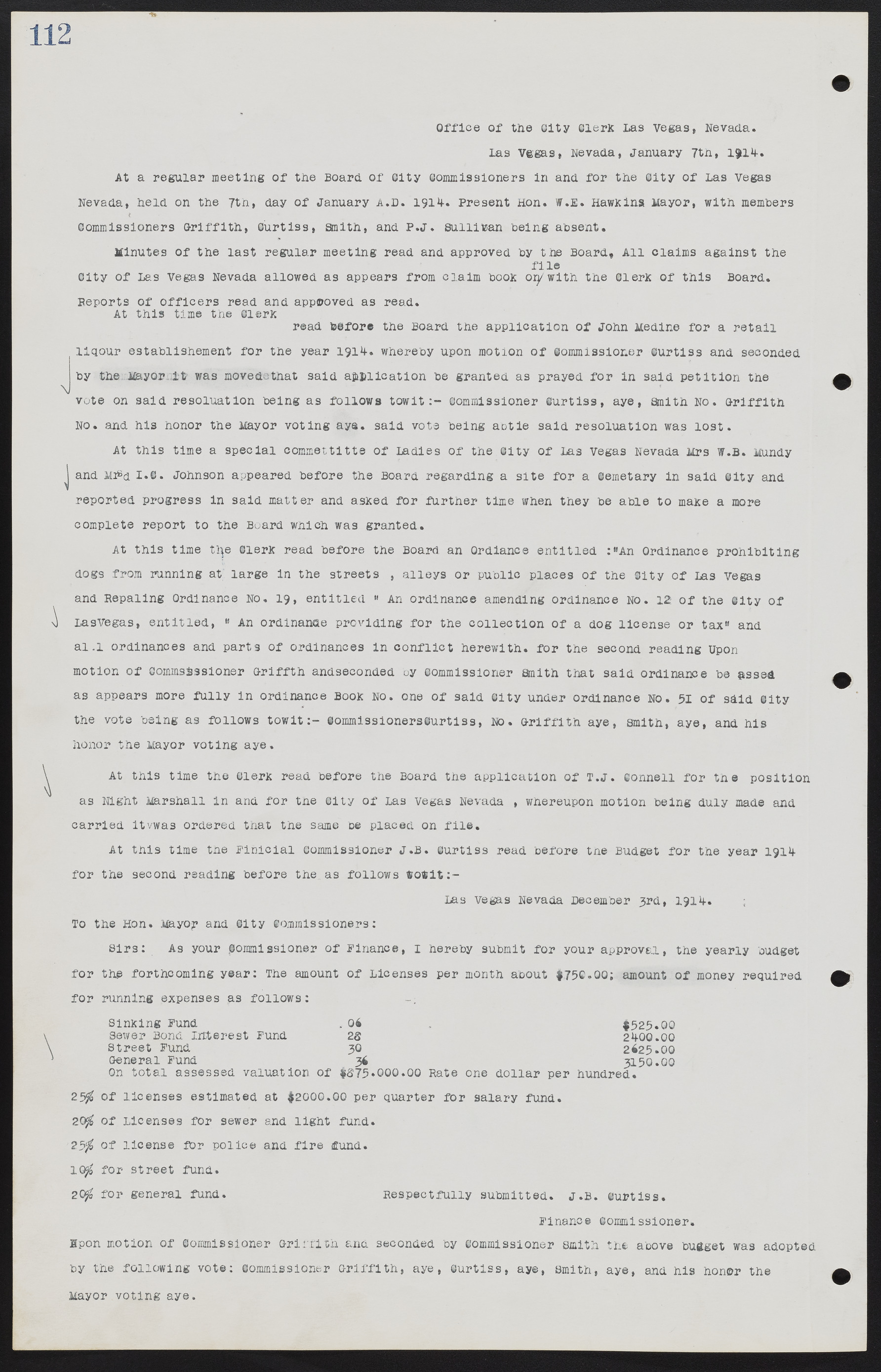 Las Vegas City Commission Minutes, June 22, 1911 to February 7, 1922, lvc000001-126