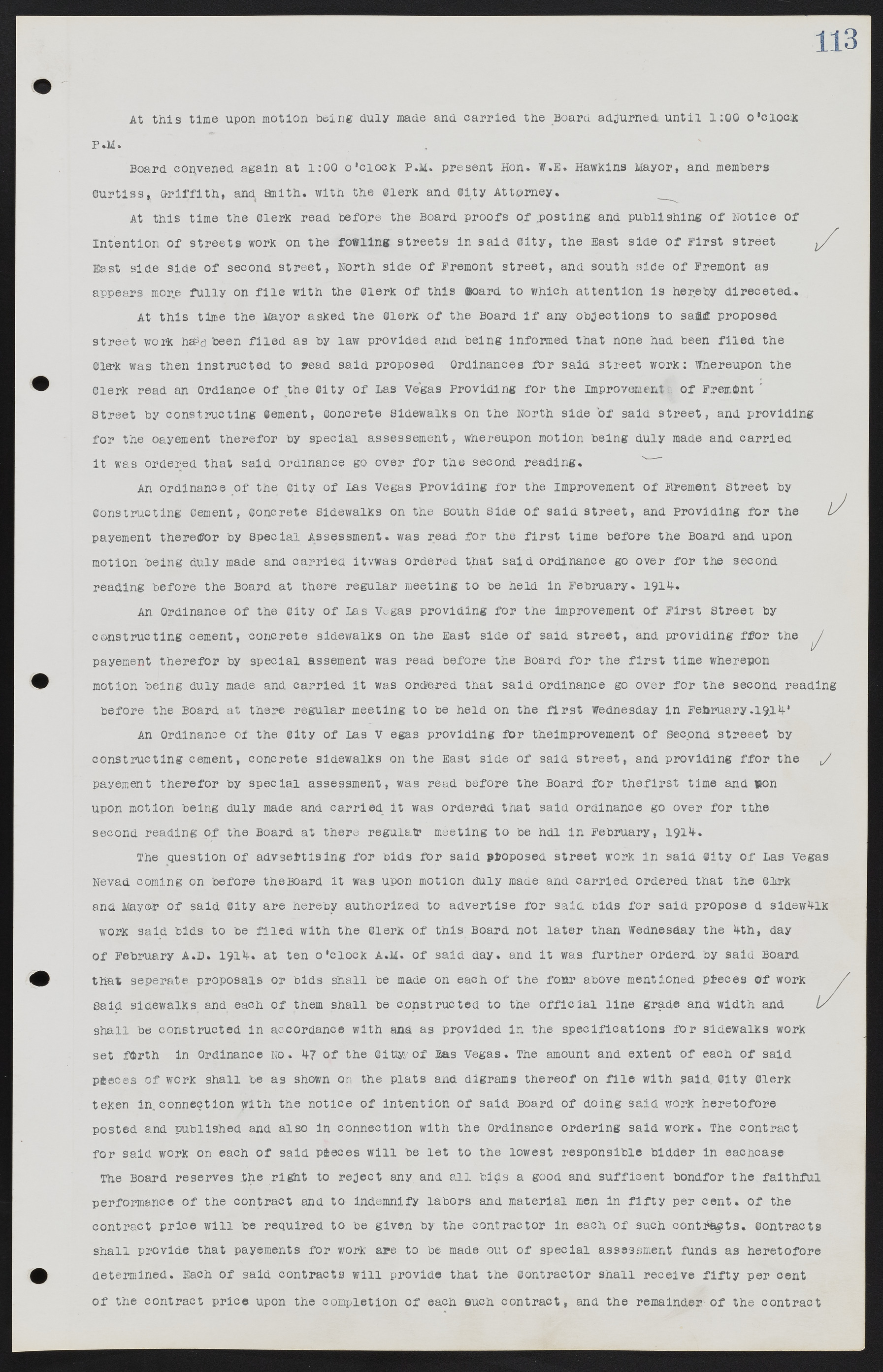 Las Vegas City Commission Minutes, June 22, 1911 to February 7, 1922, lvc000001-127
