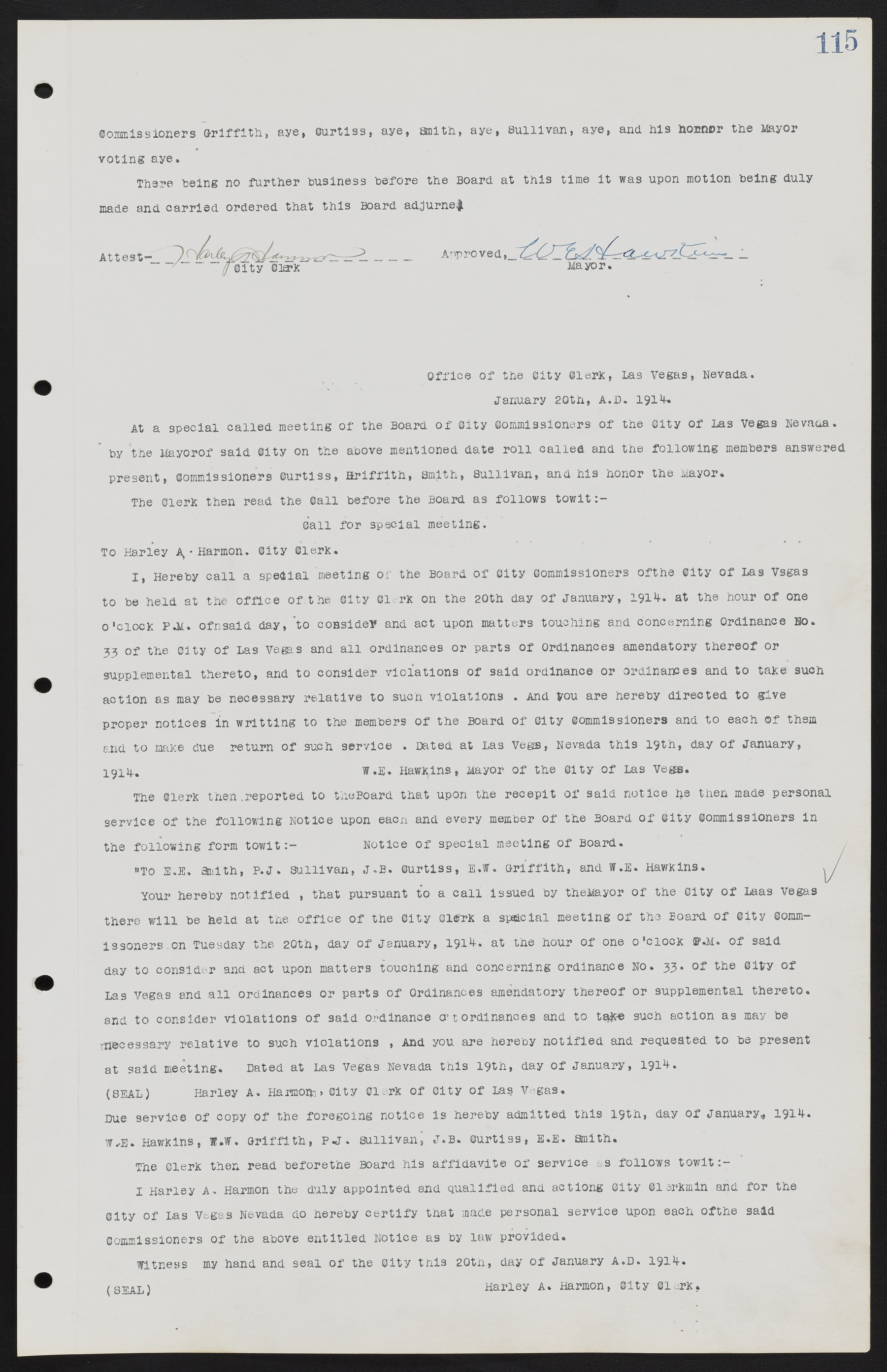 Las Vegas City Commission Minutes, June 22, 1911 to February 7, 1922, lvc000001-129