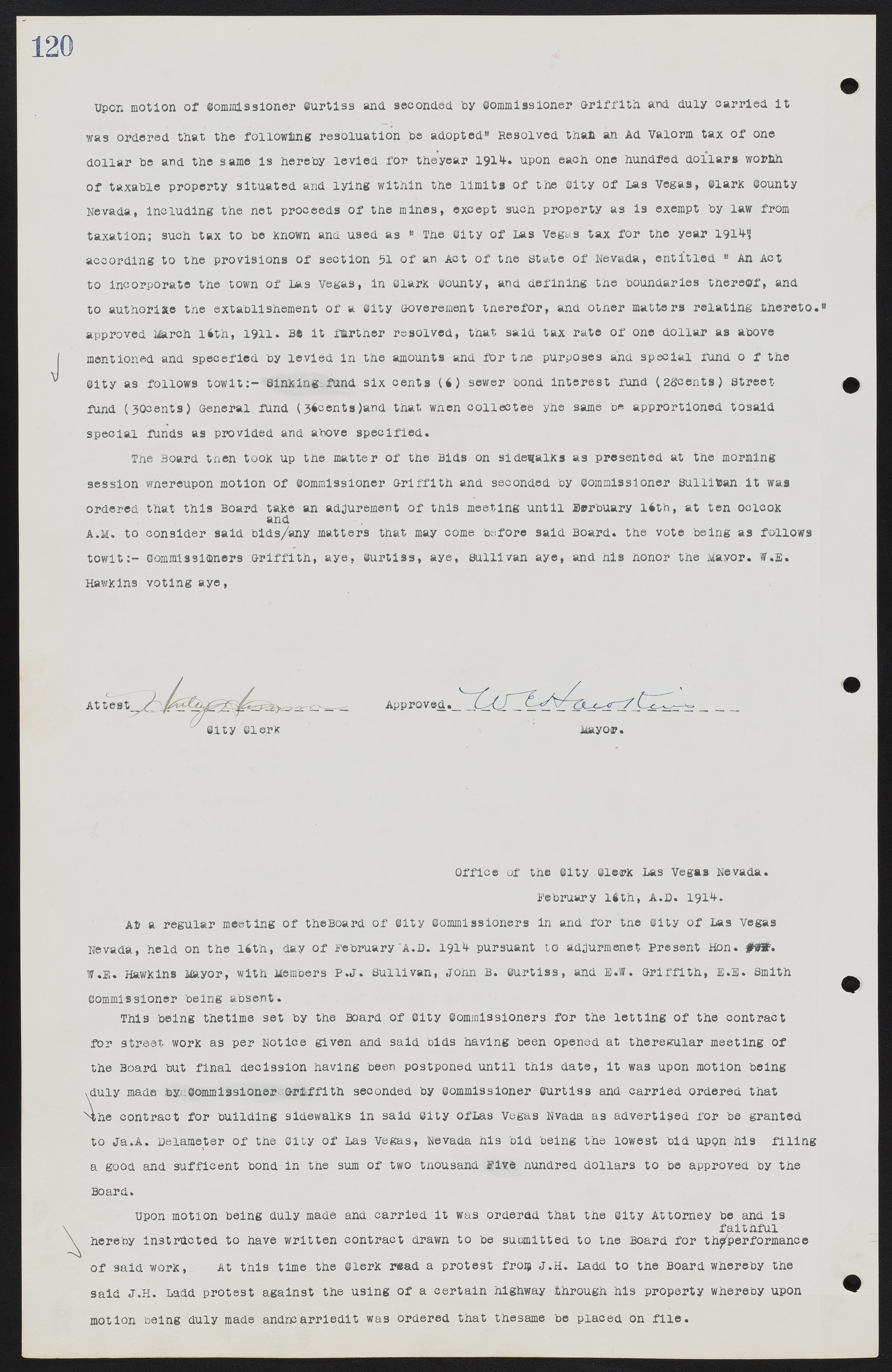 Las Vegas City Commission Minutes, June 22, 1911 to February 7, 1922, lvc000001-134