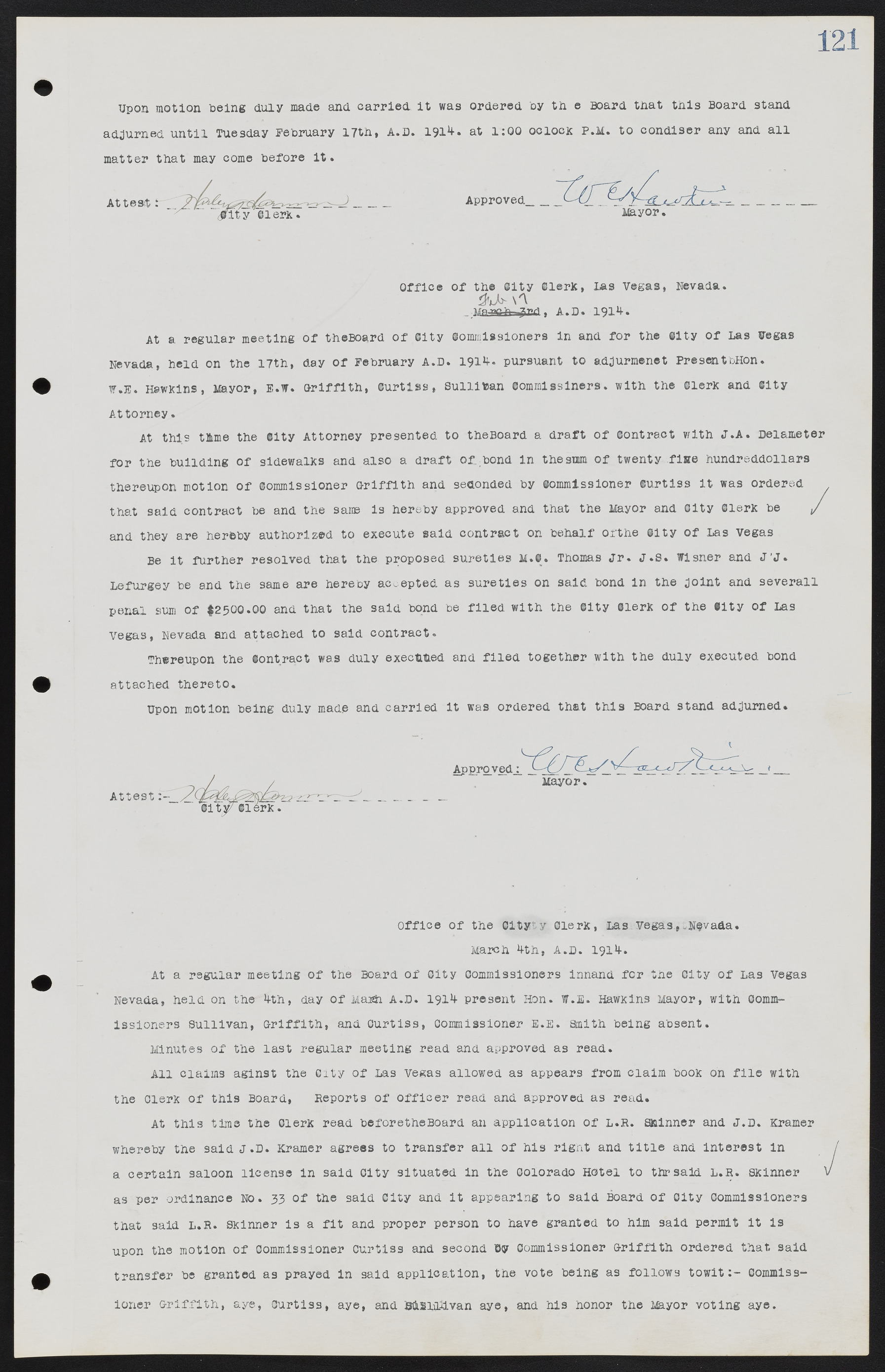 Las Vegas City Commission Minutes, June 22, 1911 to February 7, 1922, lvc000001-135