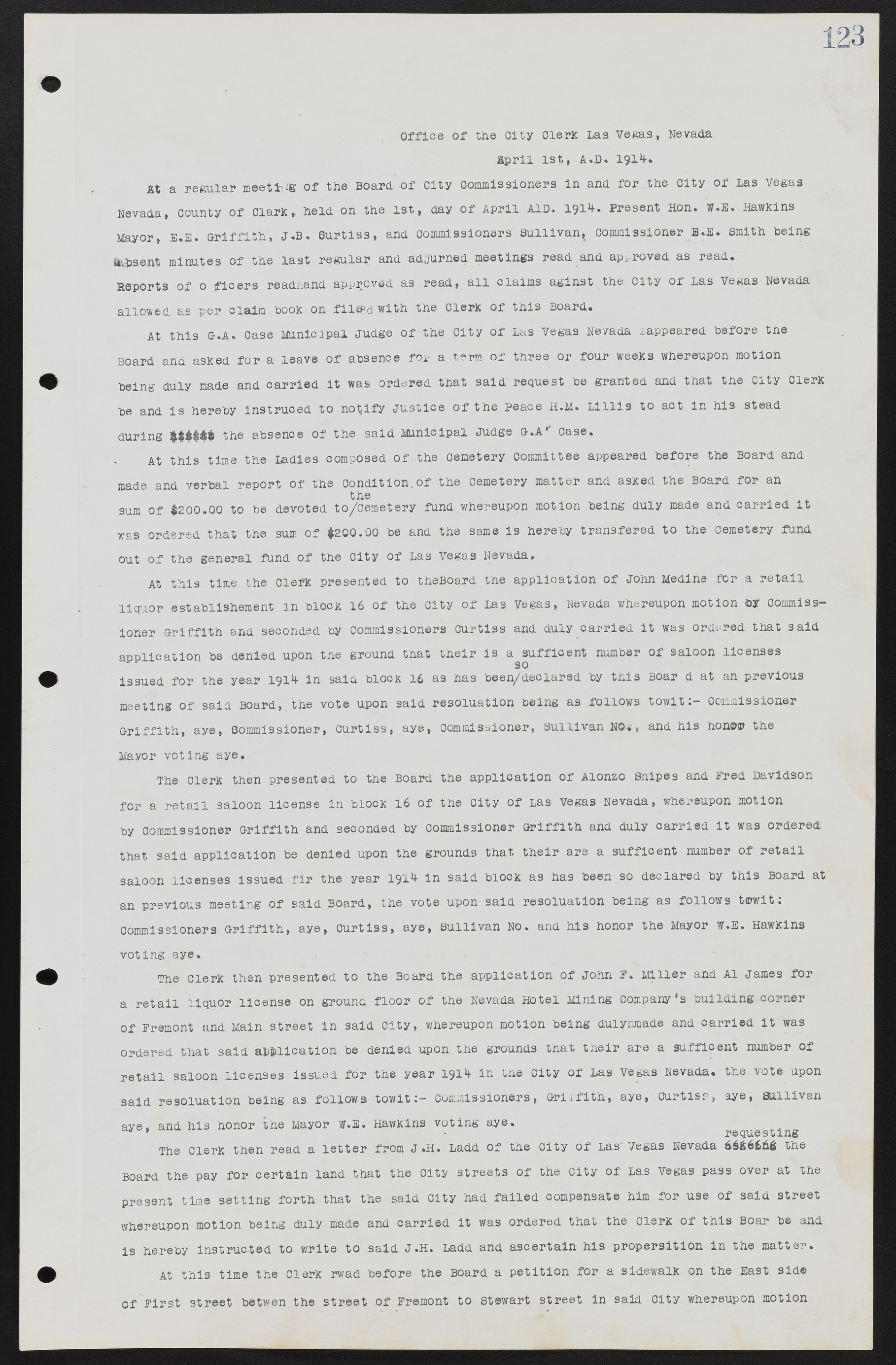 Las Vegas City Commission Minutes, June 22, 1911 to February 7, 1922, lvc000001-137