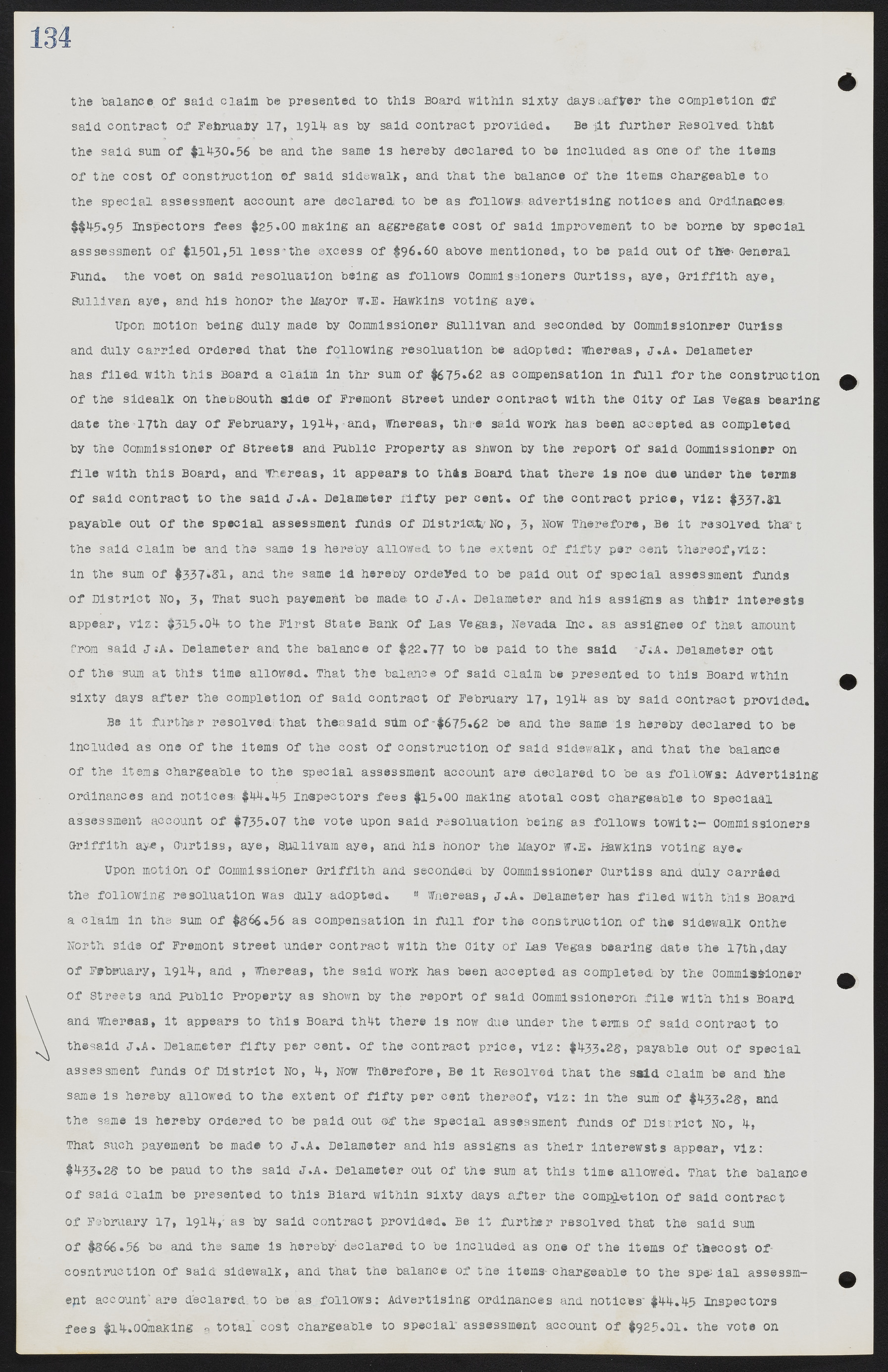 Las Vegas City Commission Minutes, June 22, 1911 to February 7, 1922, lvc000001-148