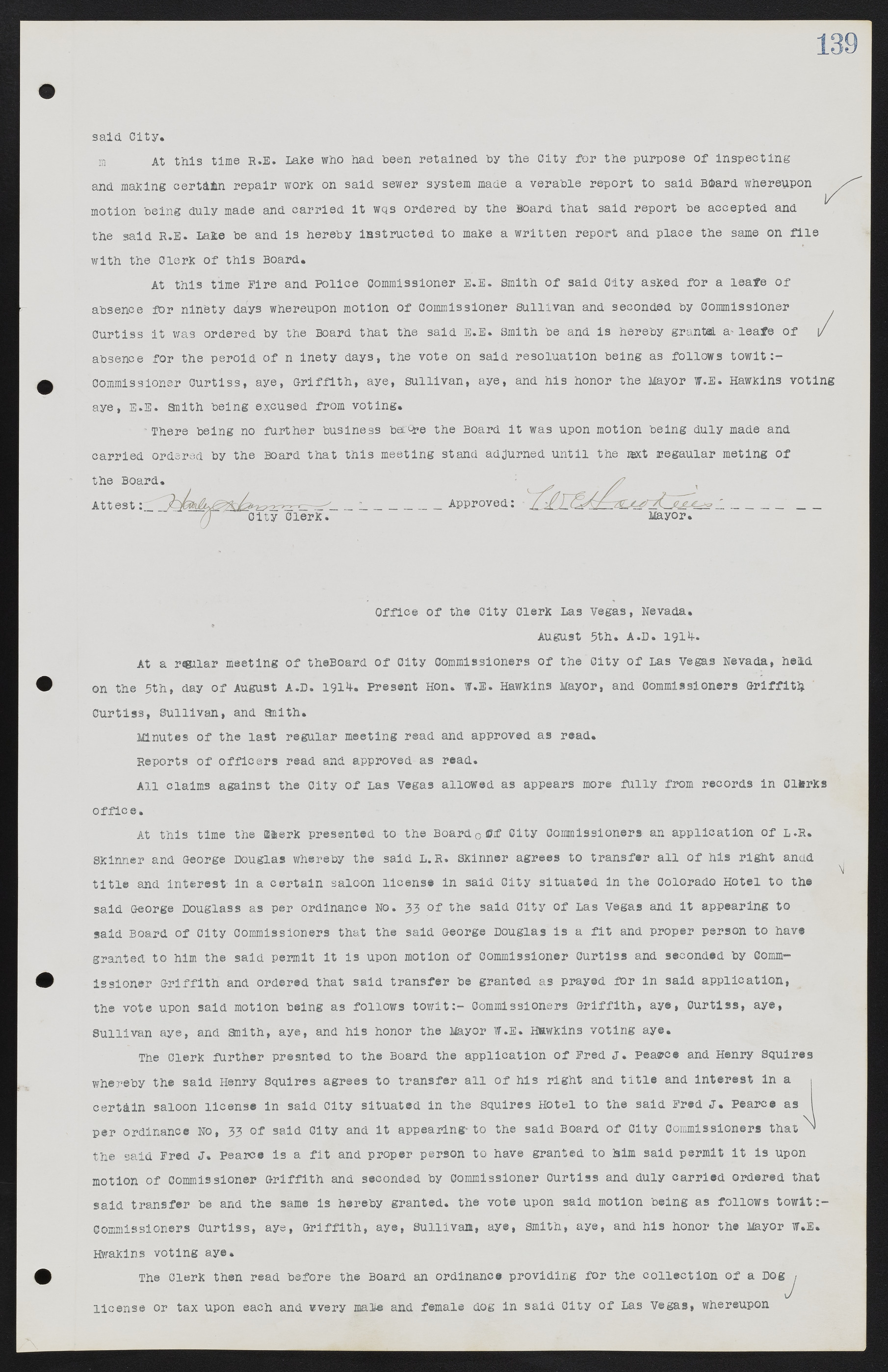 Las Vegas City Commission Minutes, June 22, 1911 to February 7, 1922, lvc000001-153