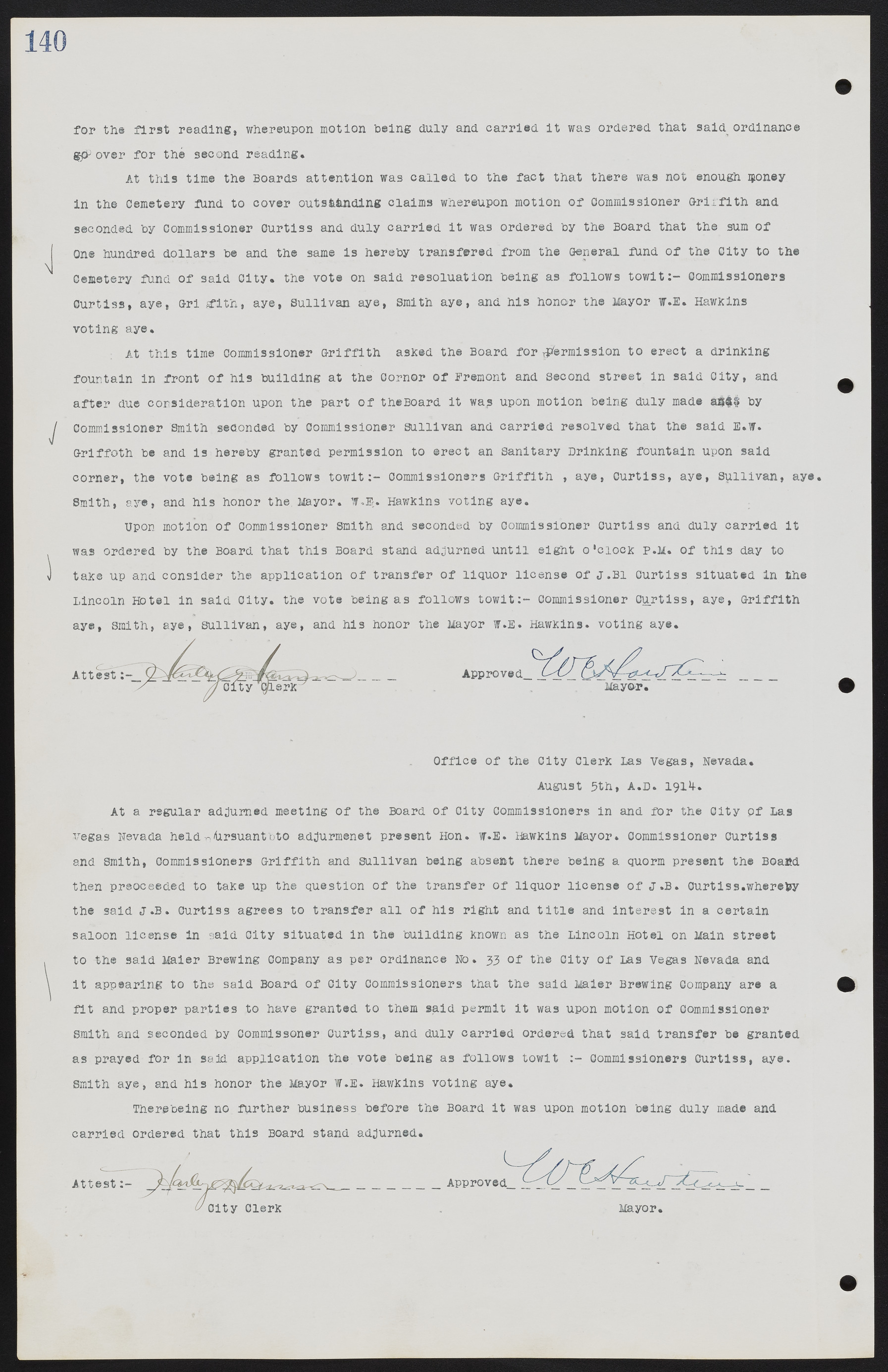 Las Vegas City Commission Minutes, June 22, 1911 to February 7, 1922, lvc000001-154
