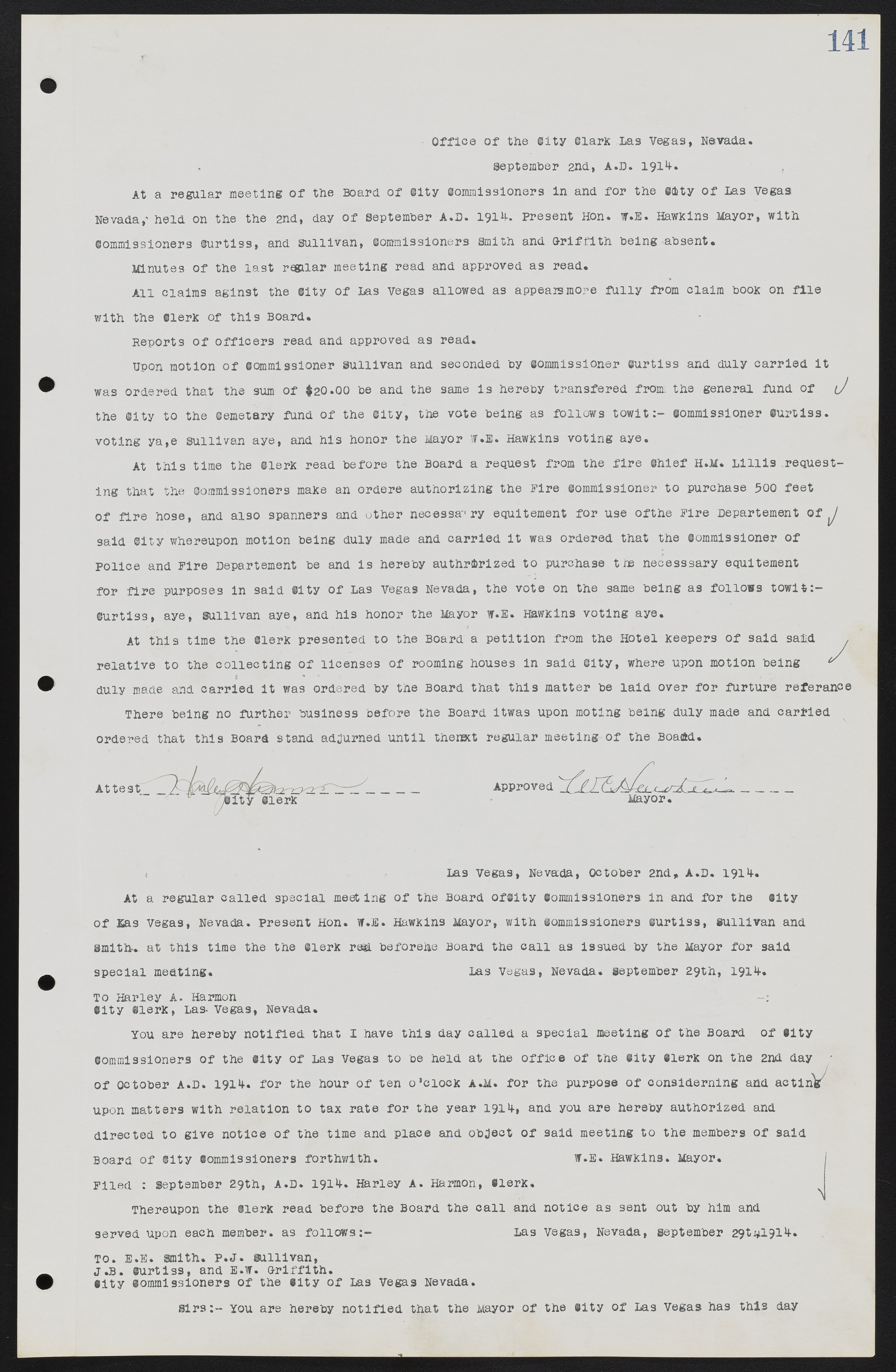 Las Vegas City Commission Minutes, June 22, 1911 to February 7, 1922, lvc000001-155