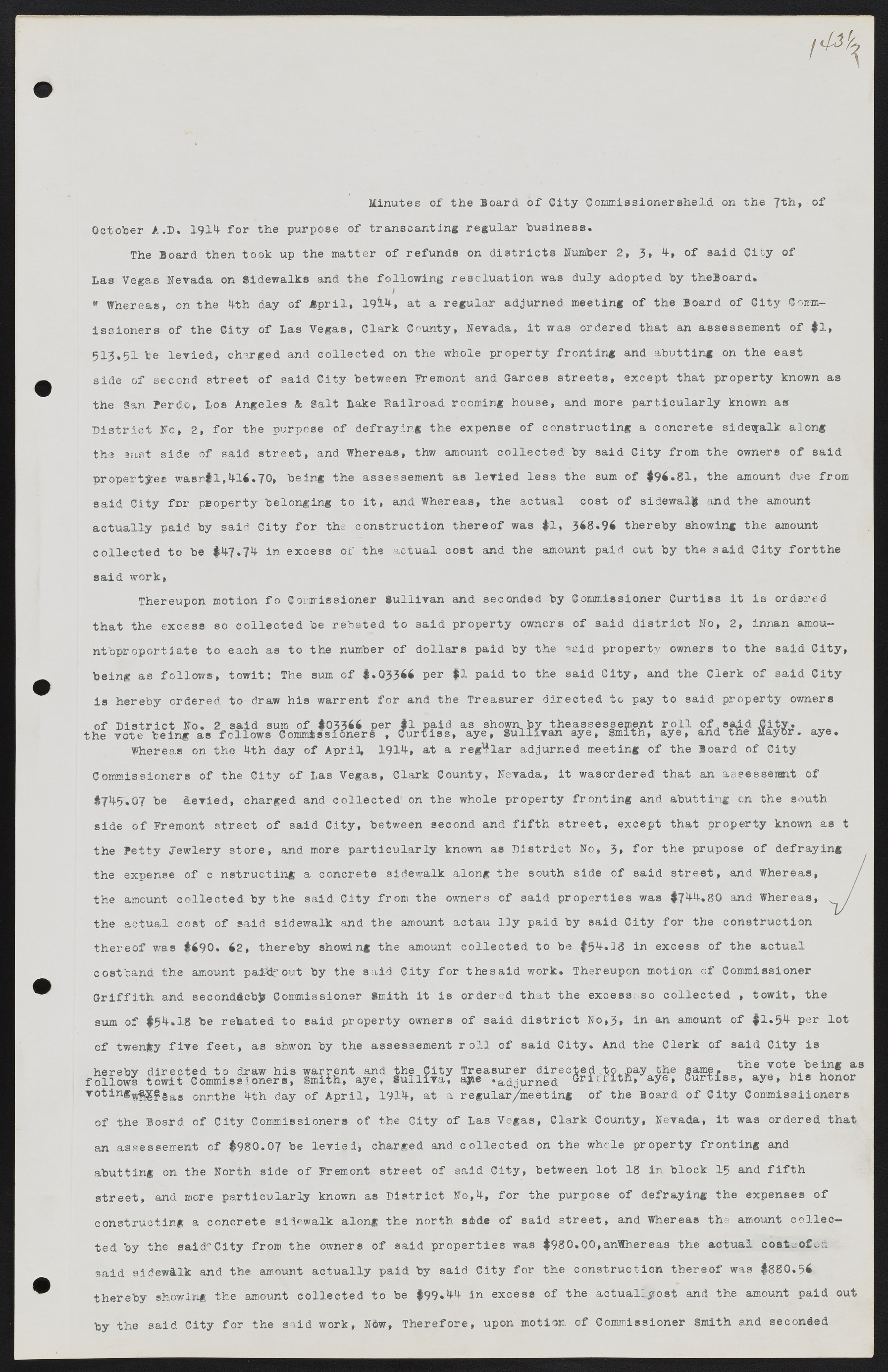 Las Vegas City Commission Minutes, June 22, 1911 to February 7, 1922, lvc000001-157