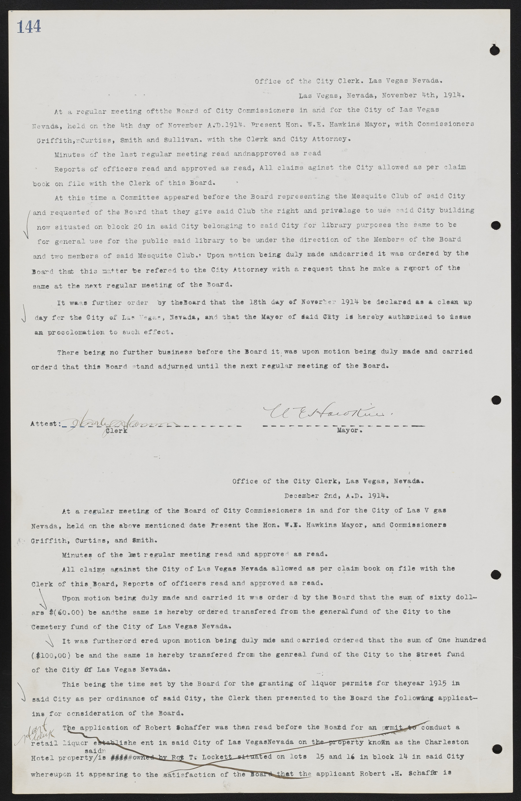 Las Vegas City Commission Minutes, June 22, 1911 to February 7, 1922, lvc000001-160