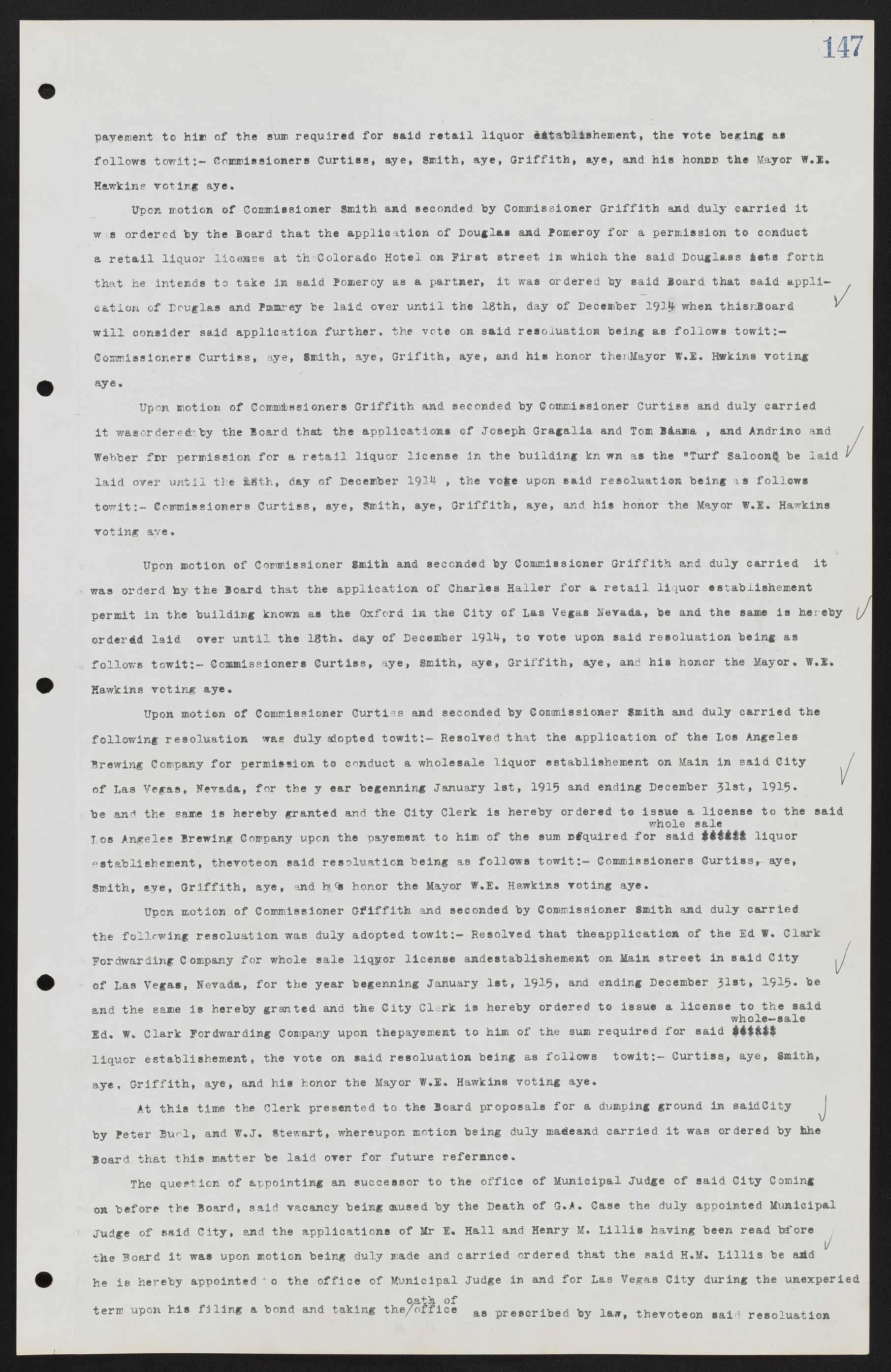 Las Vegas City Commission Minutes, June 22, 1911 to February 7, 1922, lvc000001-163