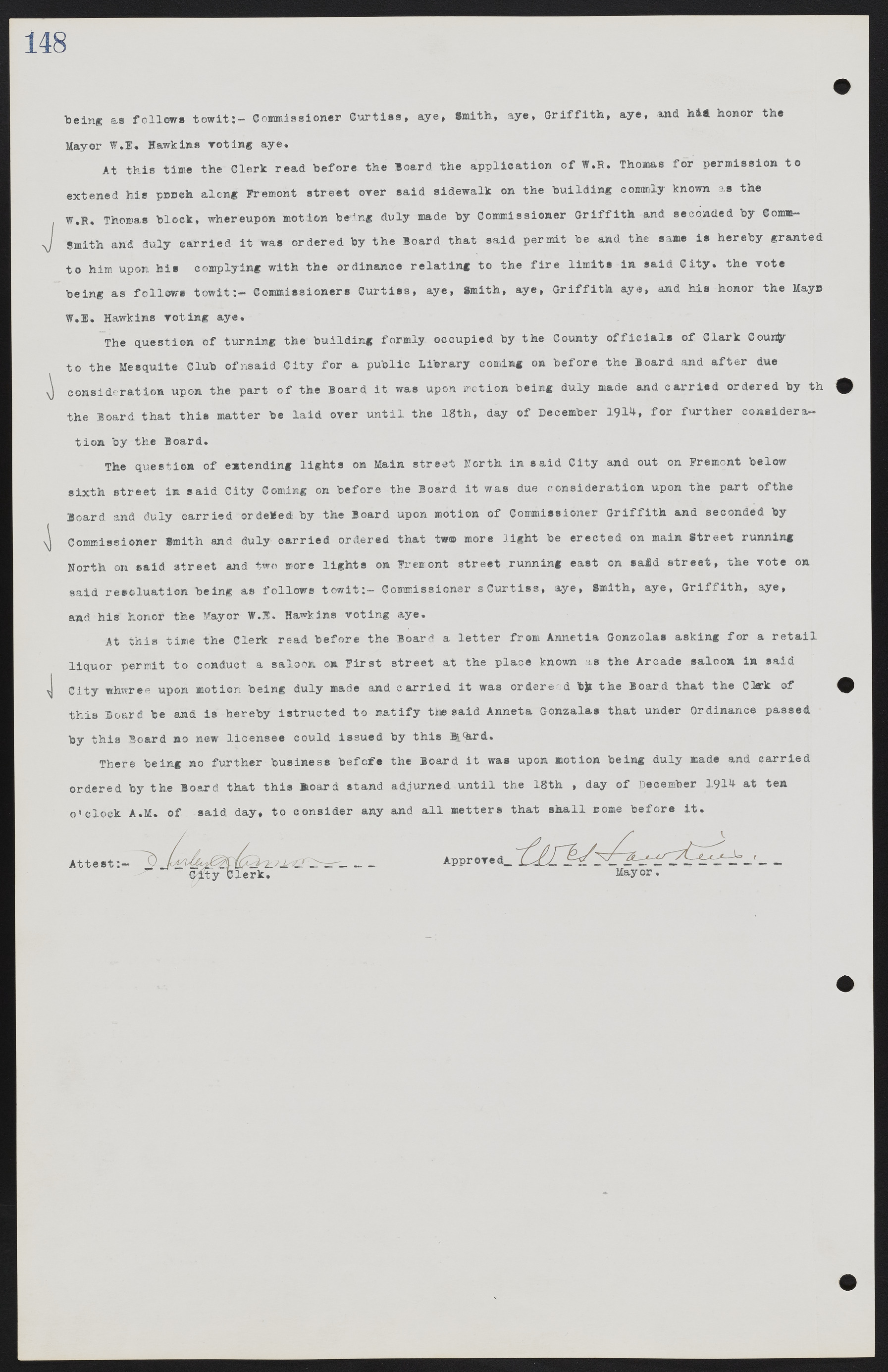 Las Vegas City Commission Minutes, June 22, 1911 to February 7, 1922, lvc000001-164