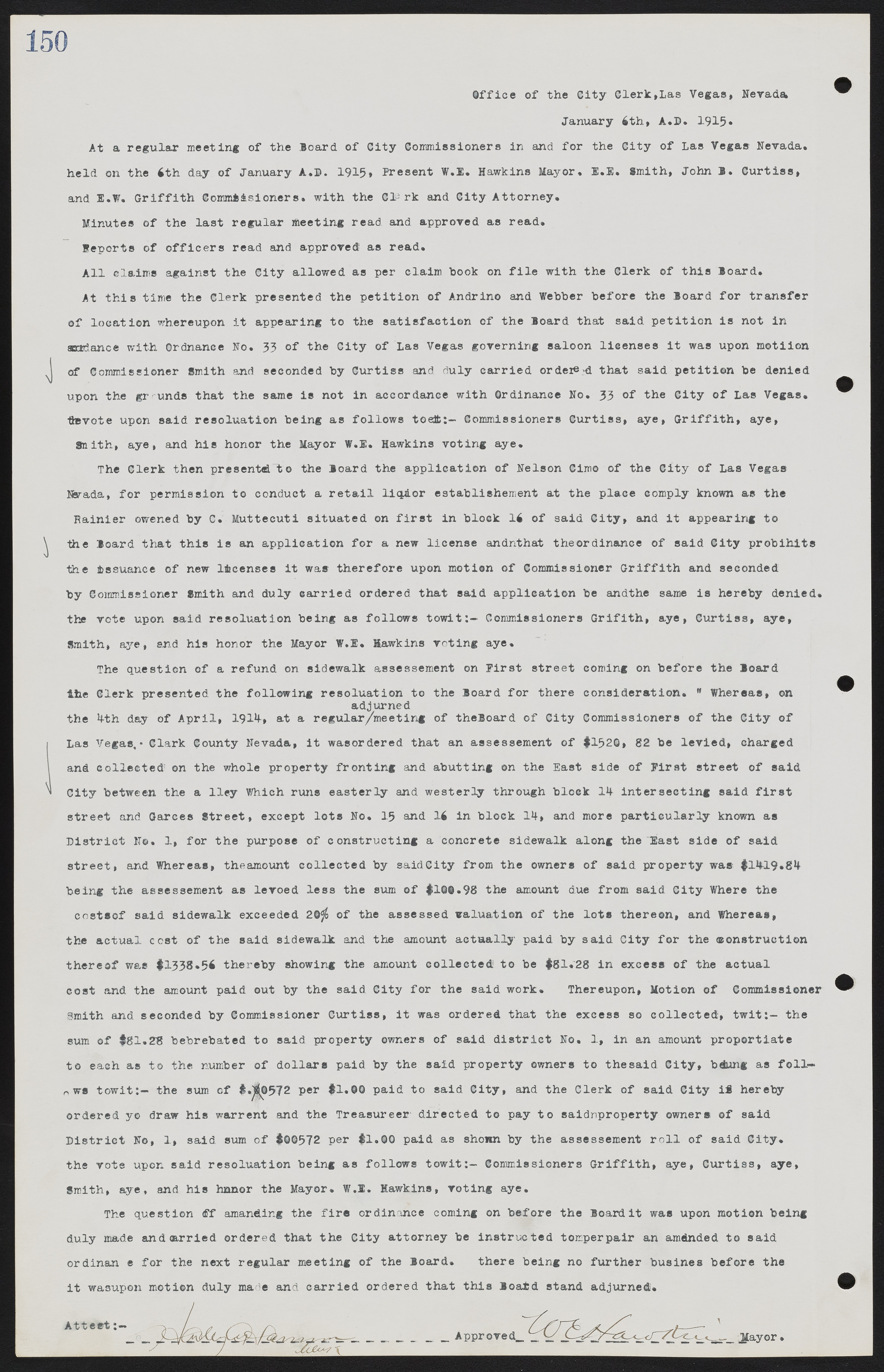 Las Vegas City Commission Minutes, June 22, 1911 to February 7, 1922, lvc000001-166