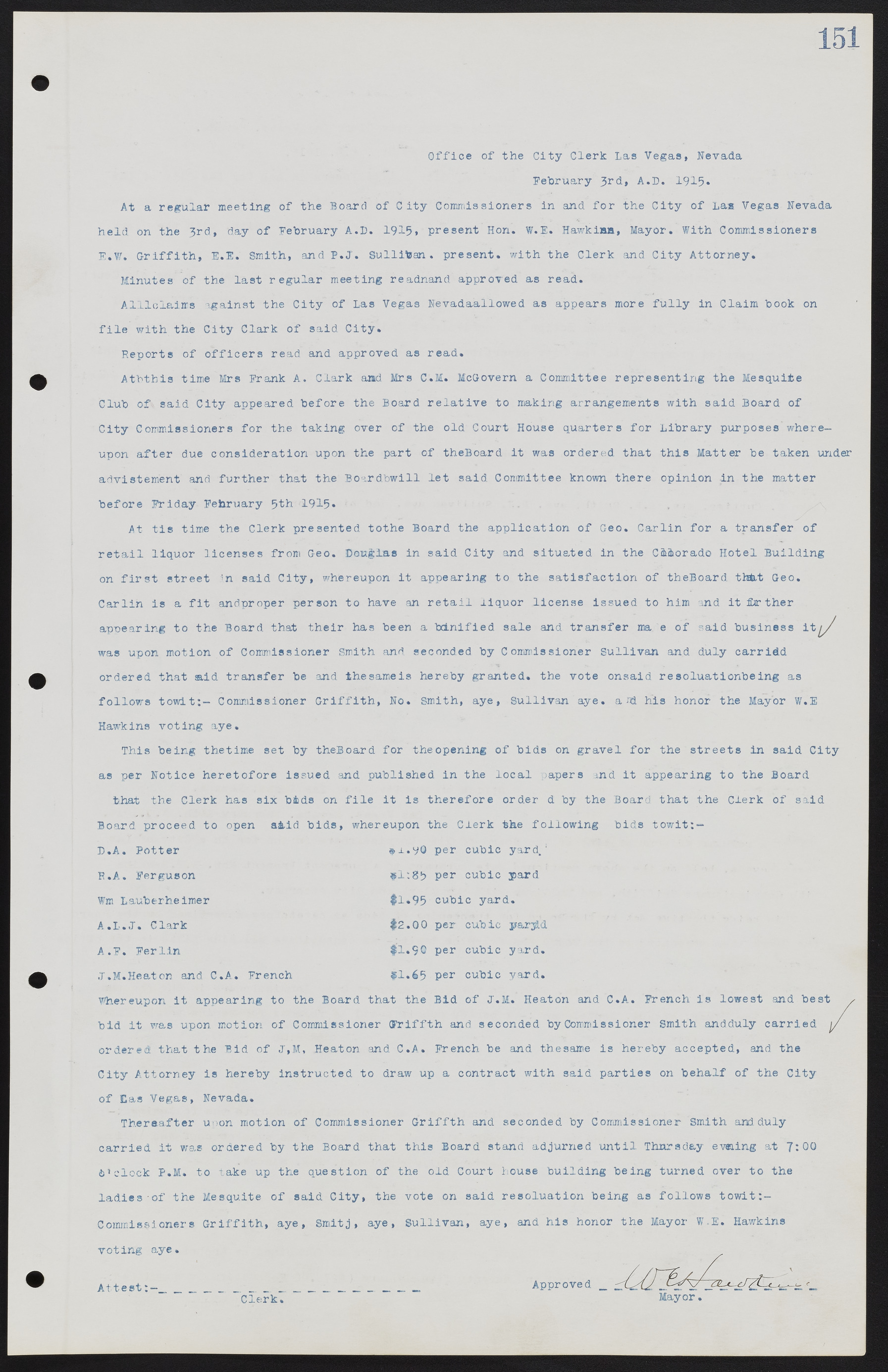 Las Vegas City Commission Minutes, June 22, 1911 to February 7, 1922, lvc000001-167