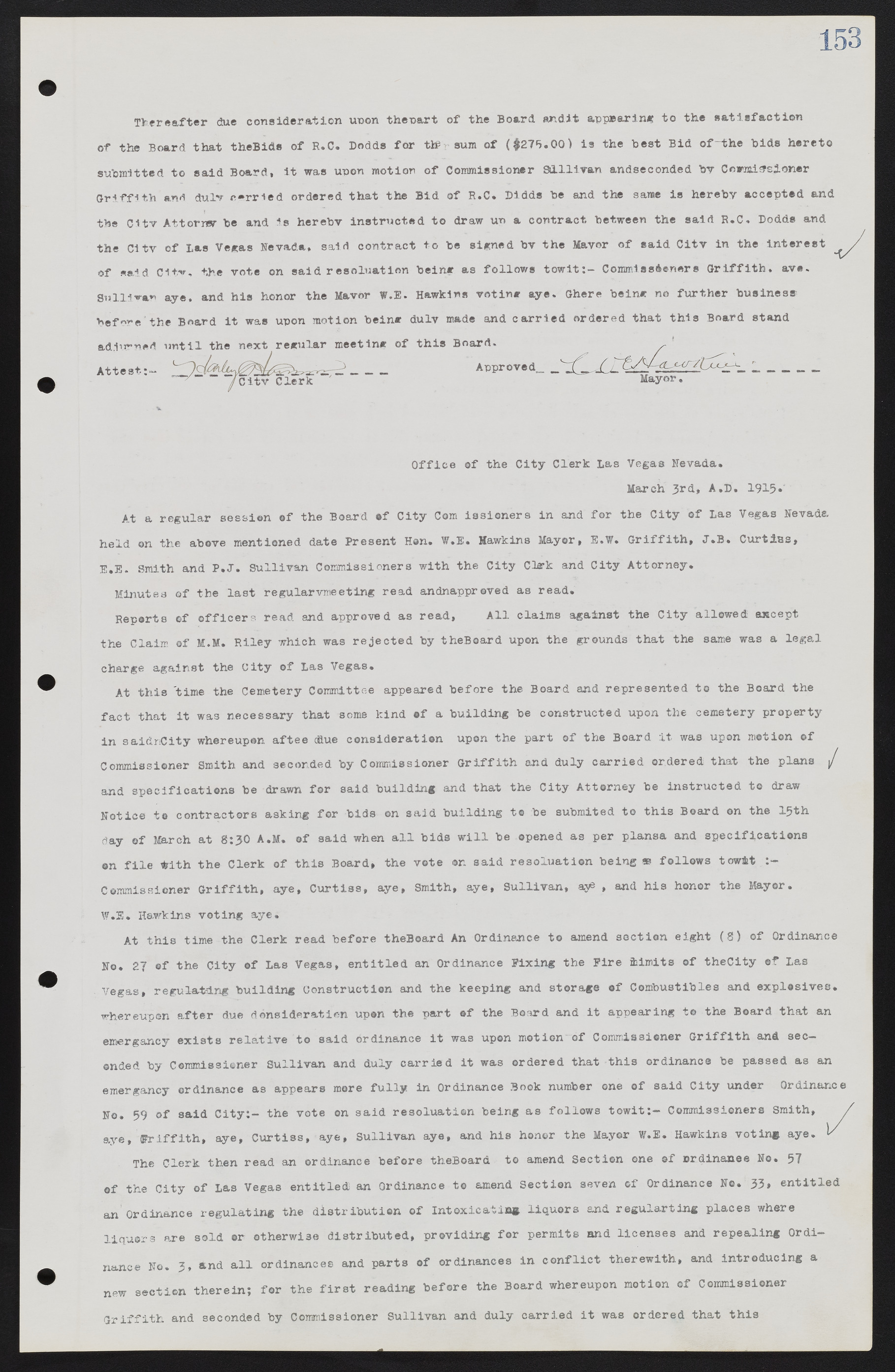 Las Vegas City Commission Minutes, June 22, 1911 to February 7, 1922, lvc000001-169