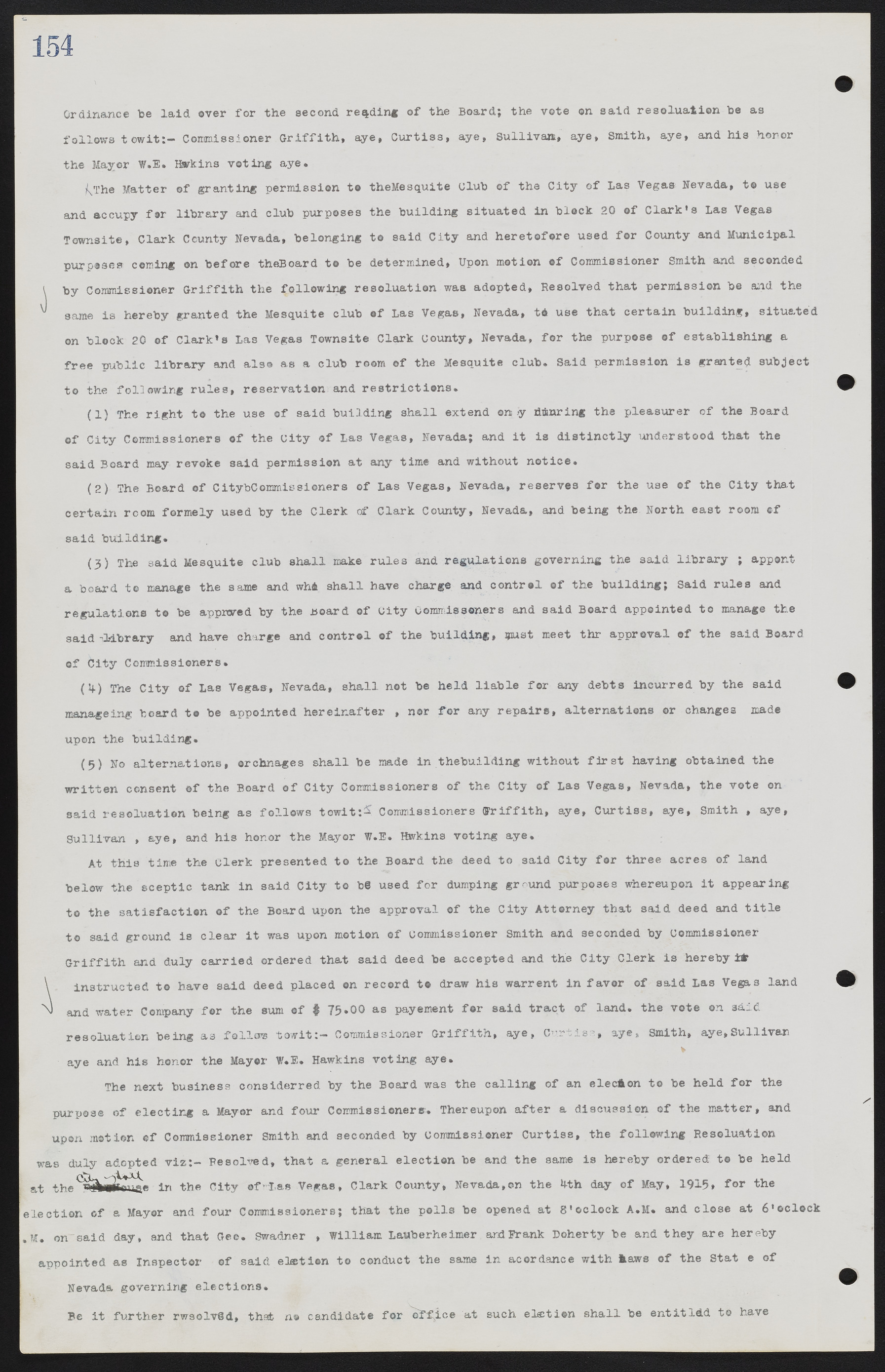 Las Vegas City Commission Minutes, June 22, 1911 to February 7, 1922, lvc000001-170
