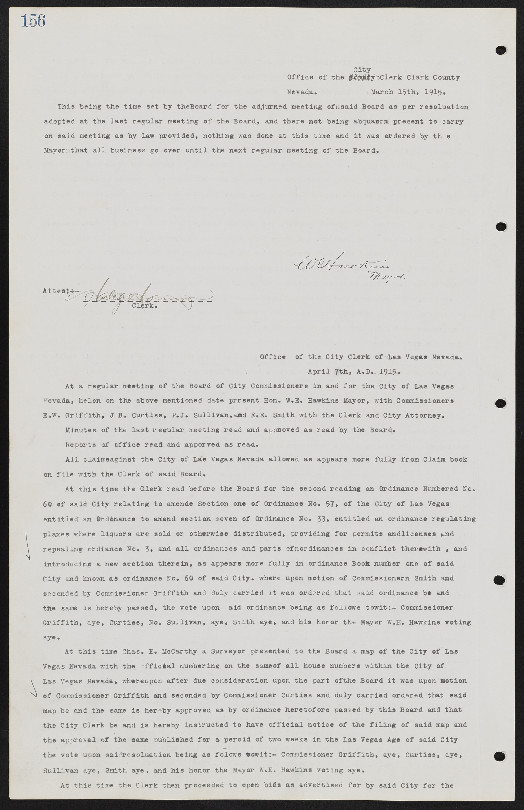 Las Vegas City Commission Minutes, June 22, 1911 to February 7, 1922, lvc000001-172