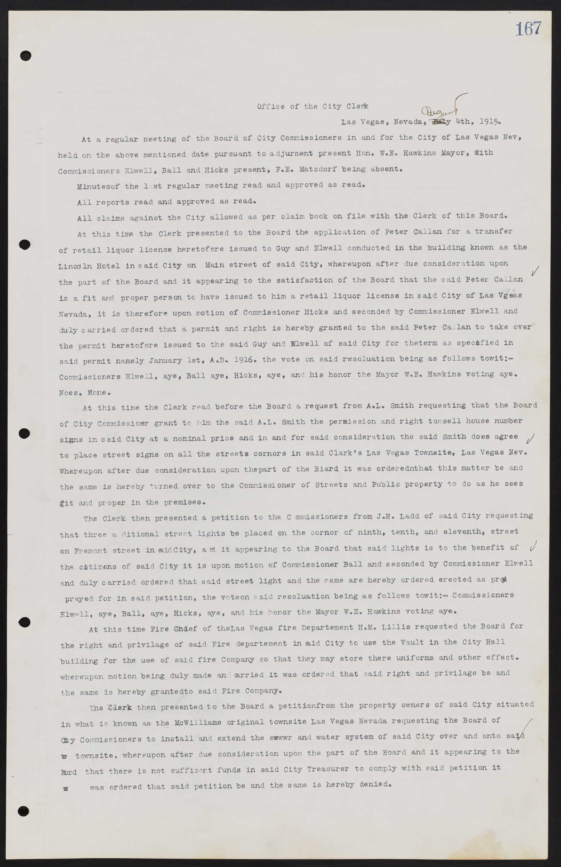 Las Vegas City Commission Minutes, June 22, 1911 to February 7, 1922, lvc000001-183