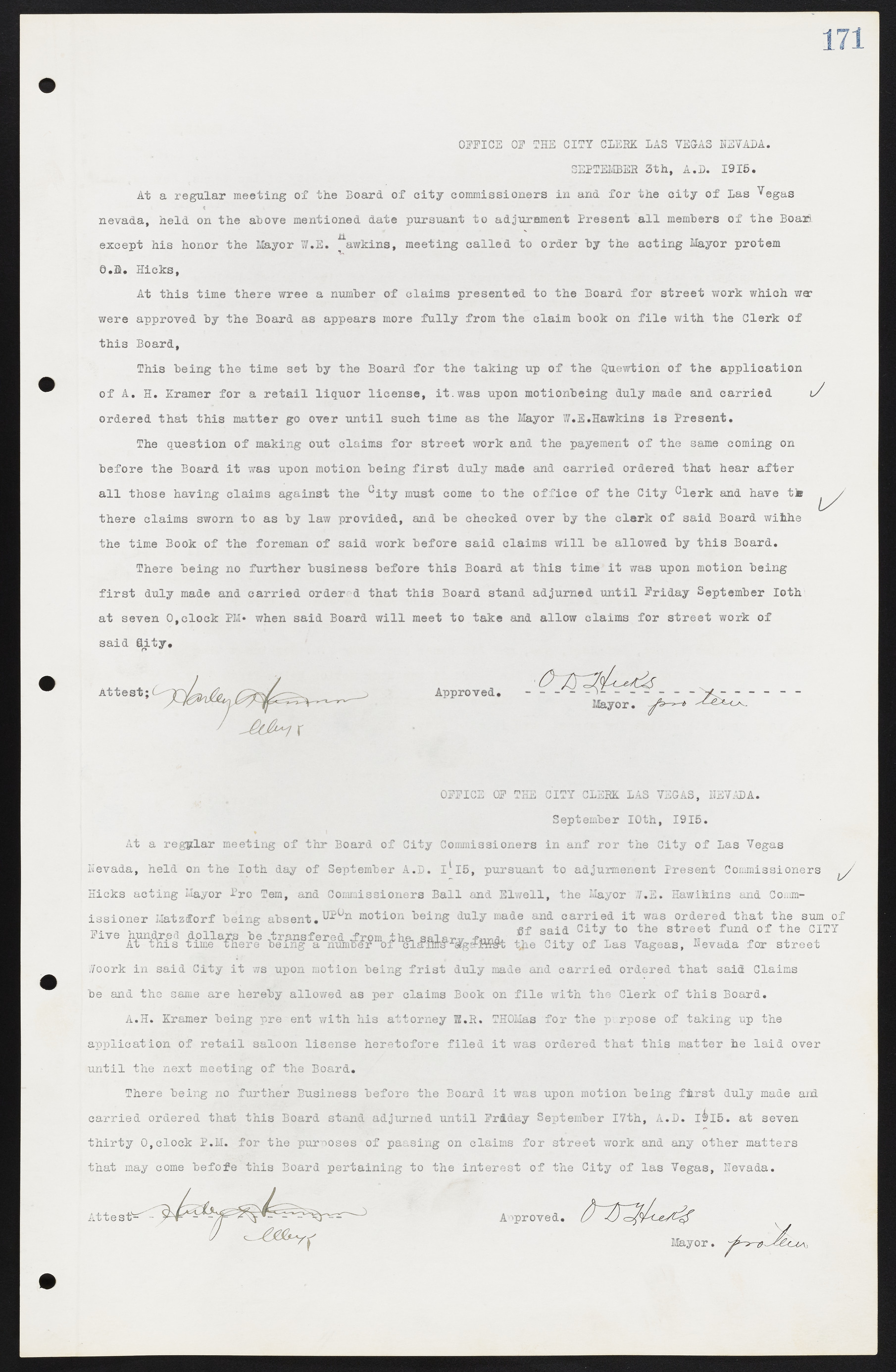 Las Vegas City Commission Minutes, June 22, 1911 to February 7, 1922, lvc000001-187