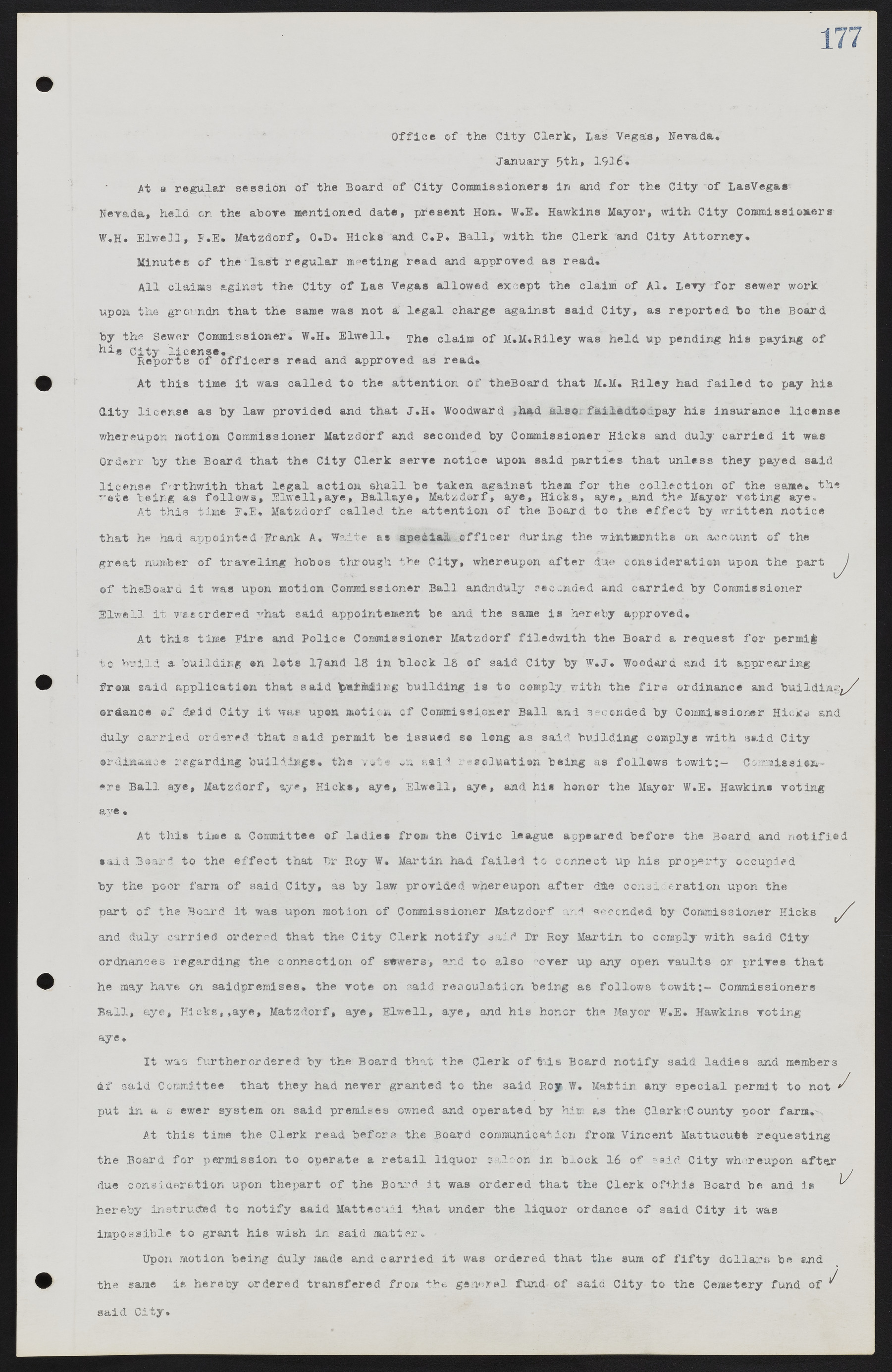 Las Vegas City Commission Minutes, June 22, 1911 to February 7, 1922, lvc000001-193