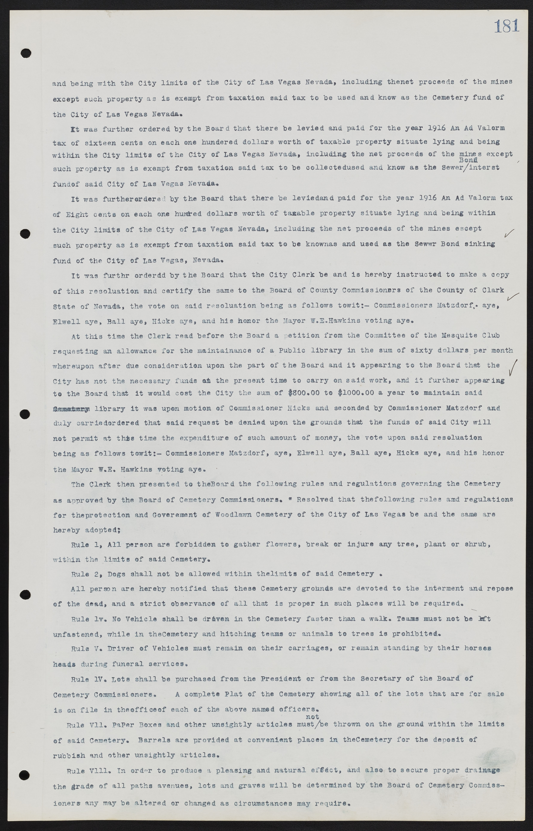 Las Vegas City Commission Minutes, June 22, 1911 to February 7, 1922, lvc000001-197