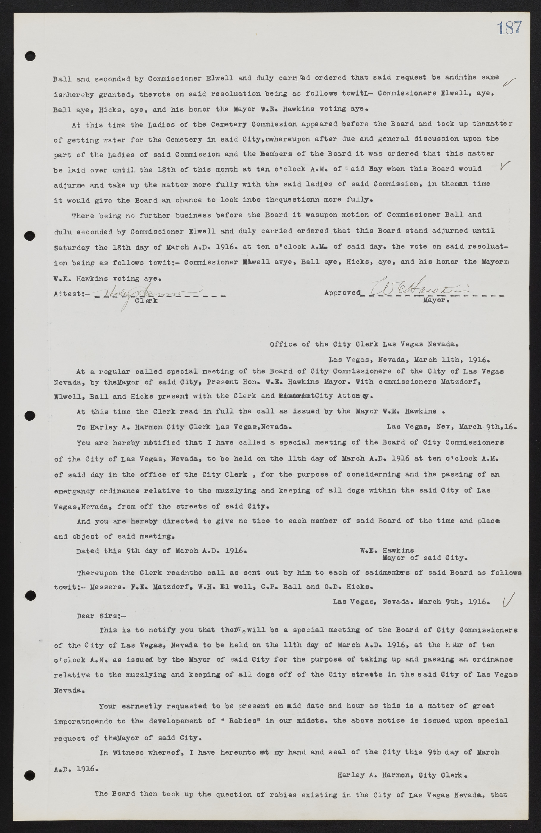 Las Vegas City Commission Minutes, June 22, 1911 to February 7, 1922, lvc000001-203