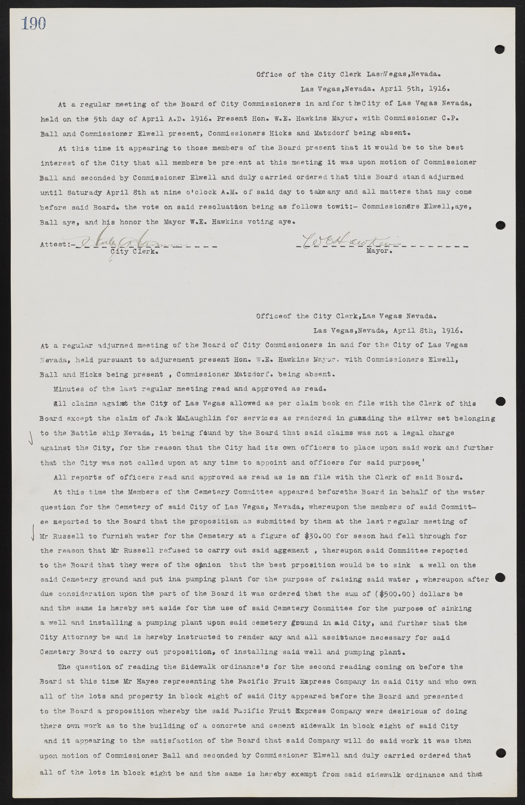 Las Vegas City Commission Minutes, June 22, 1911 to February 7, 1922, lvc000001-206