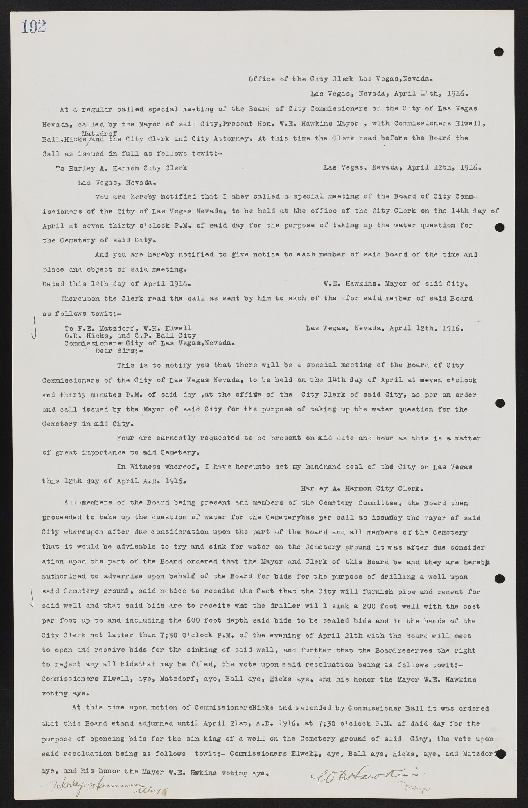 Las Vegas City Commission Minutes, June 22, 1911 to February 7, 1922, lvc000001-208