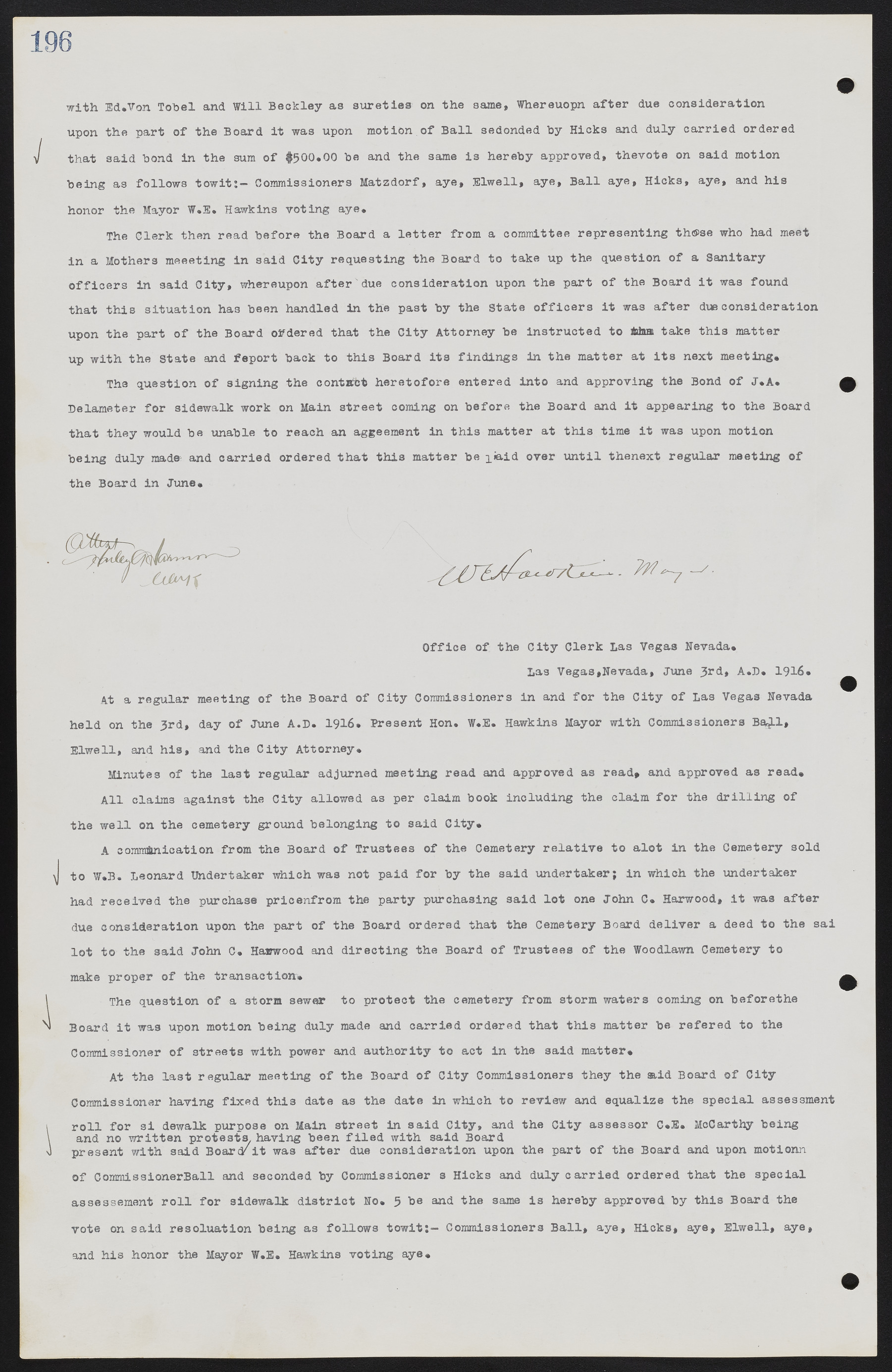 Las Vegas City Commission Minutes, June 22, 1911 to February 7, 1922, lvc000001-212