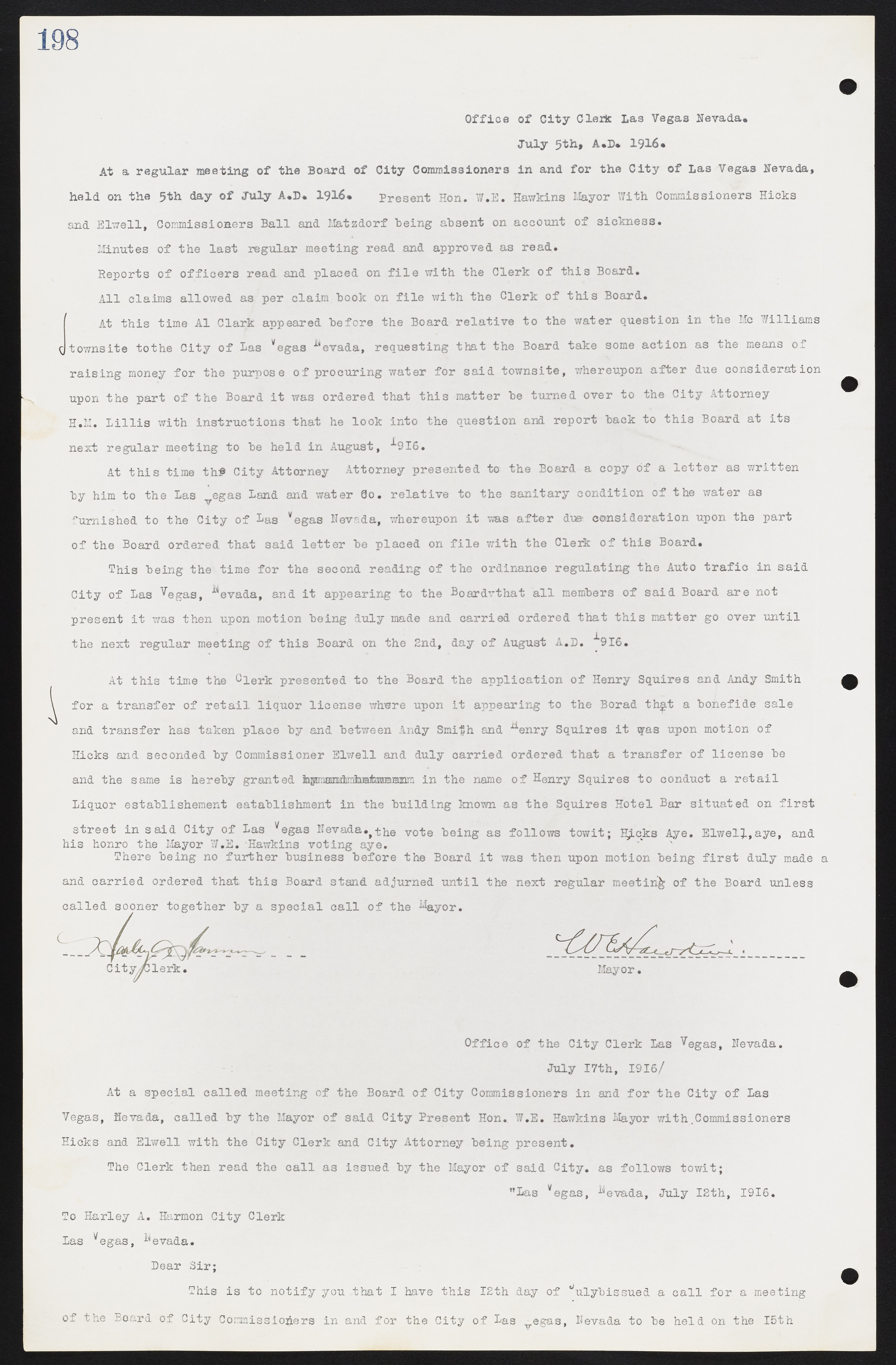 Las Vegas City Commission Minutes, June 22, 1911 to February 7, 1922, lvc000001-214