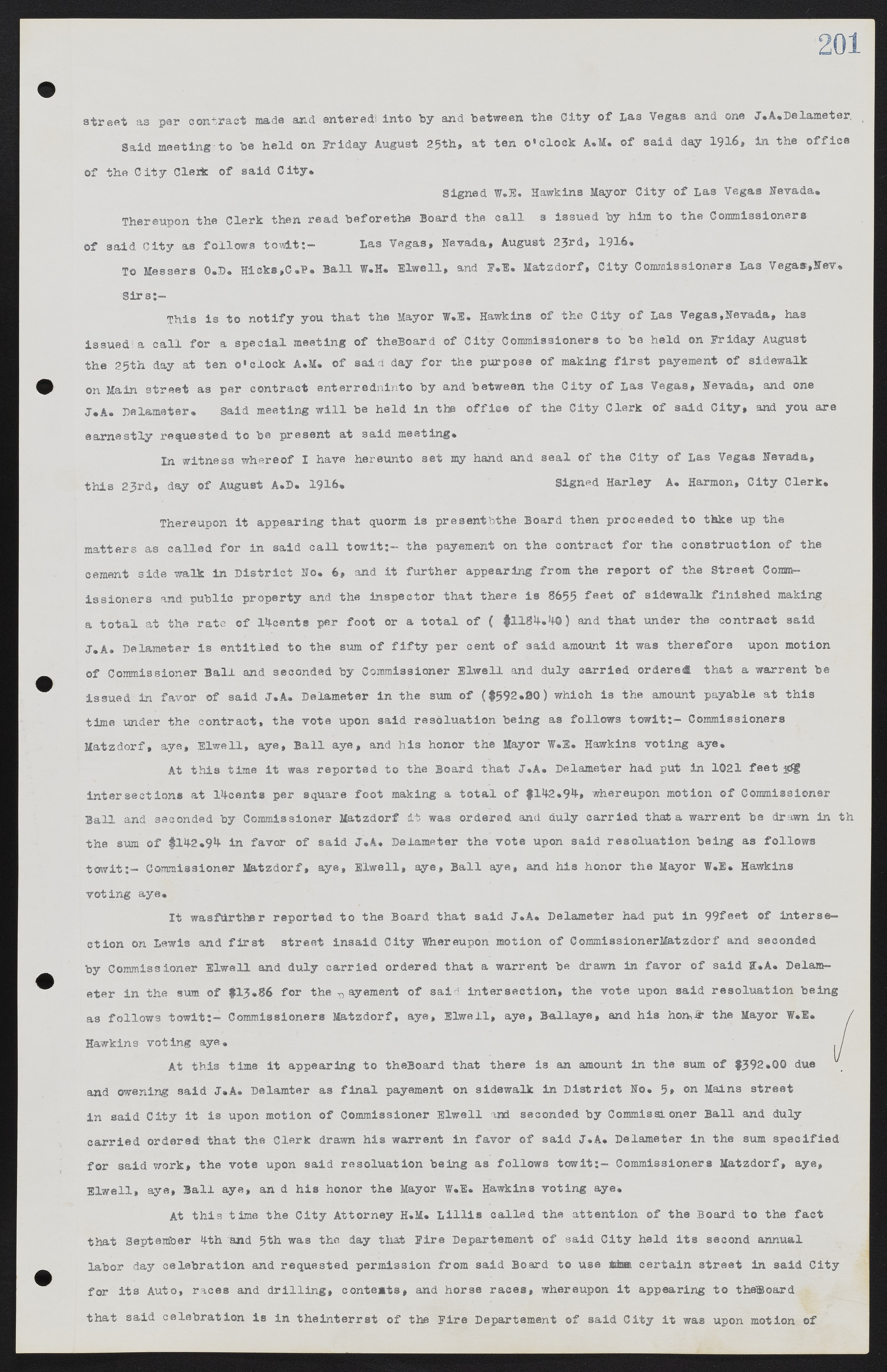 Las Vegas City Commission Minutes, June 22, 1911 to February 7, 1922, lvc000001-217