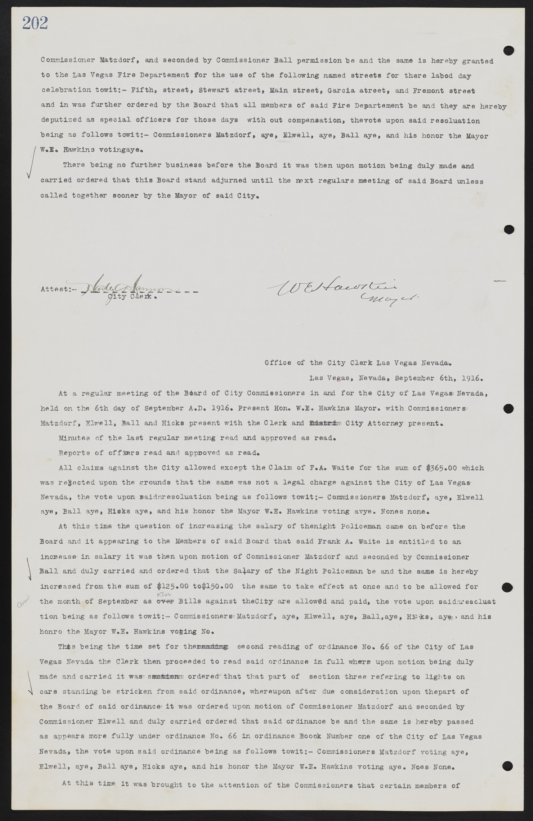 Las Vegas City Commission Minutes, June 22, 1911 to February 7, 1922, lvc000001-218
