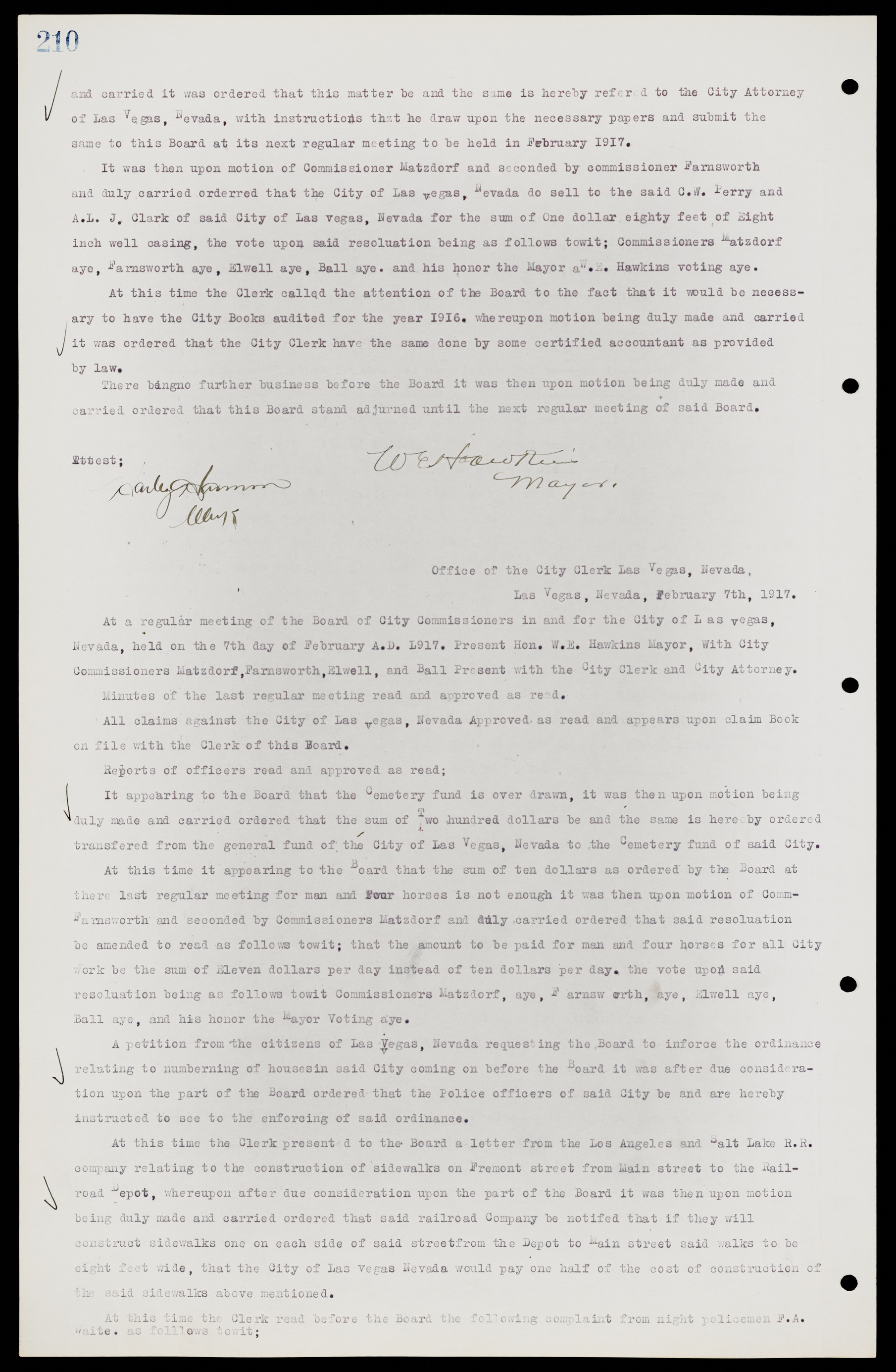 Las Vegas City Commission Minutes, June 22, 1911 to February 7, 1922, lvc000001-226