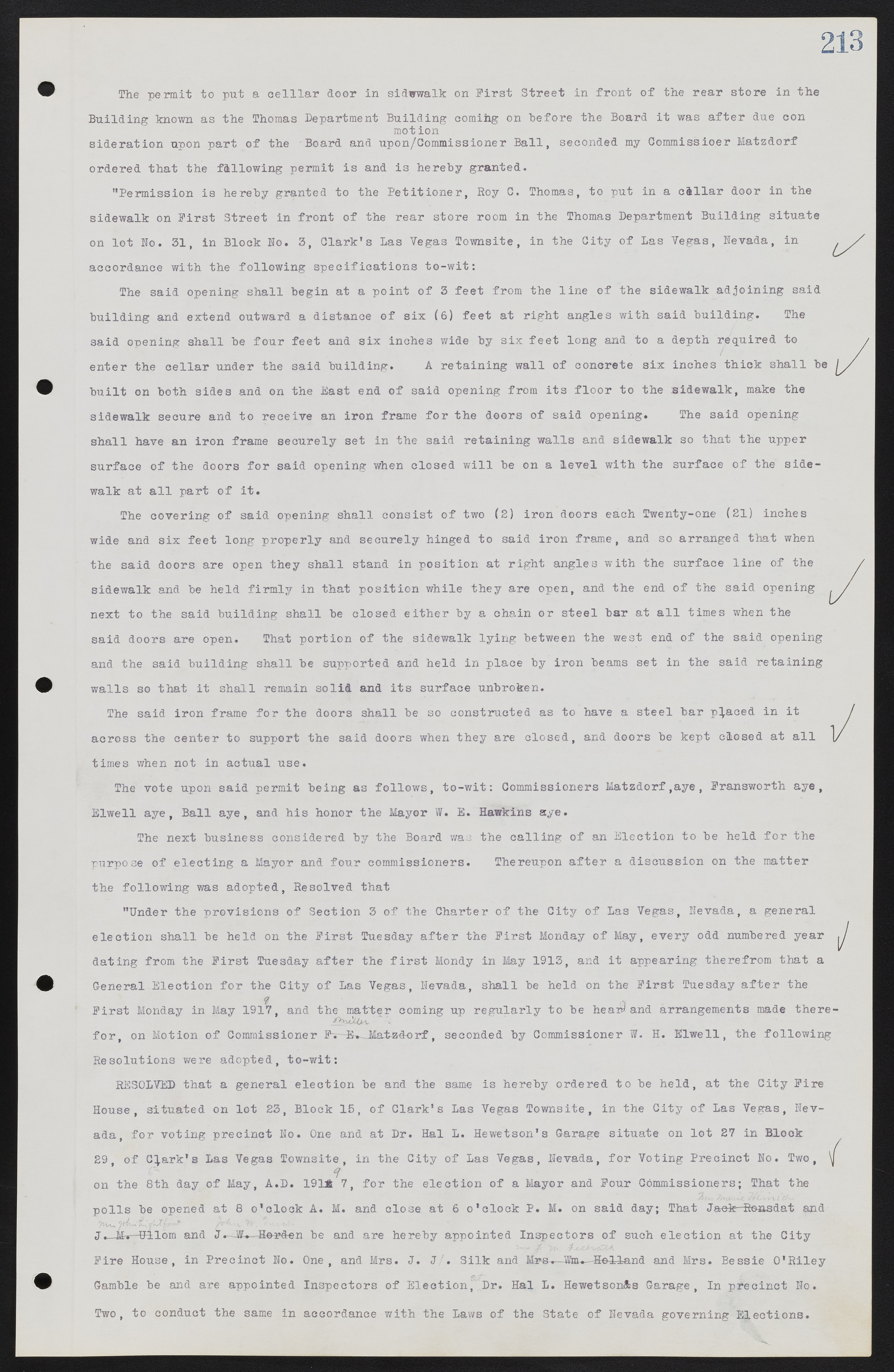 Las Vegas City Commission Minutes, June 22, 1911 to February 7, 1922, lvc000001-229