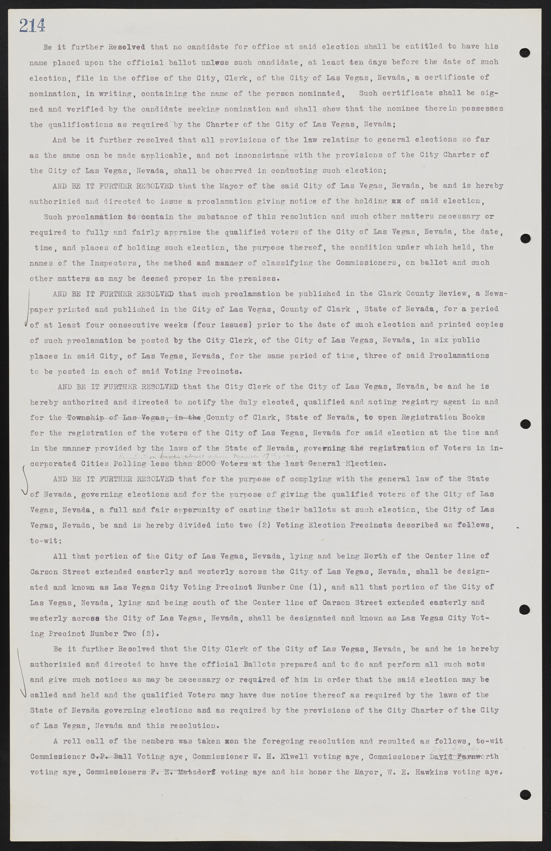 Las Vegas City Commission Minutes, June 22, 1911 to February 7, 1922, lvc000001-230