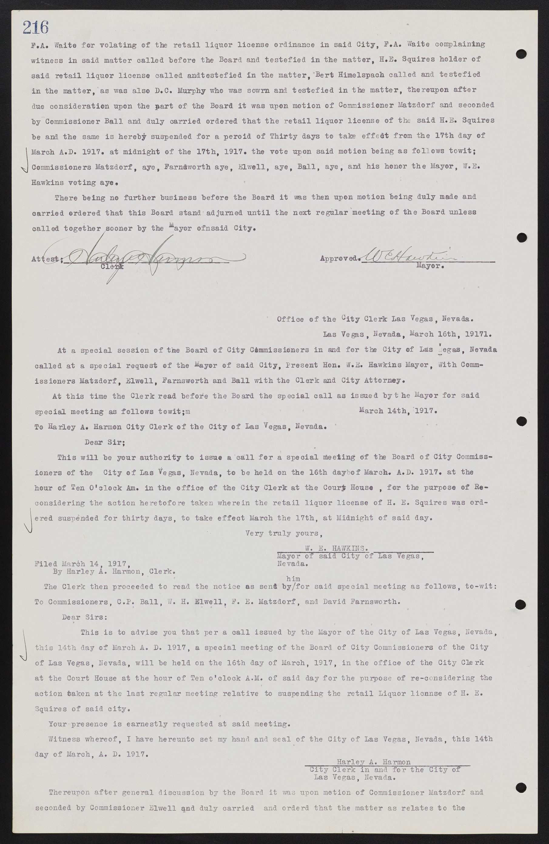 Las Vegas City Commission Minutes, June 22, 1911 to February 7, 1922, lvc000001-232